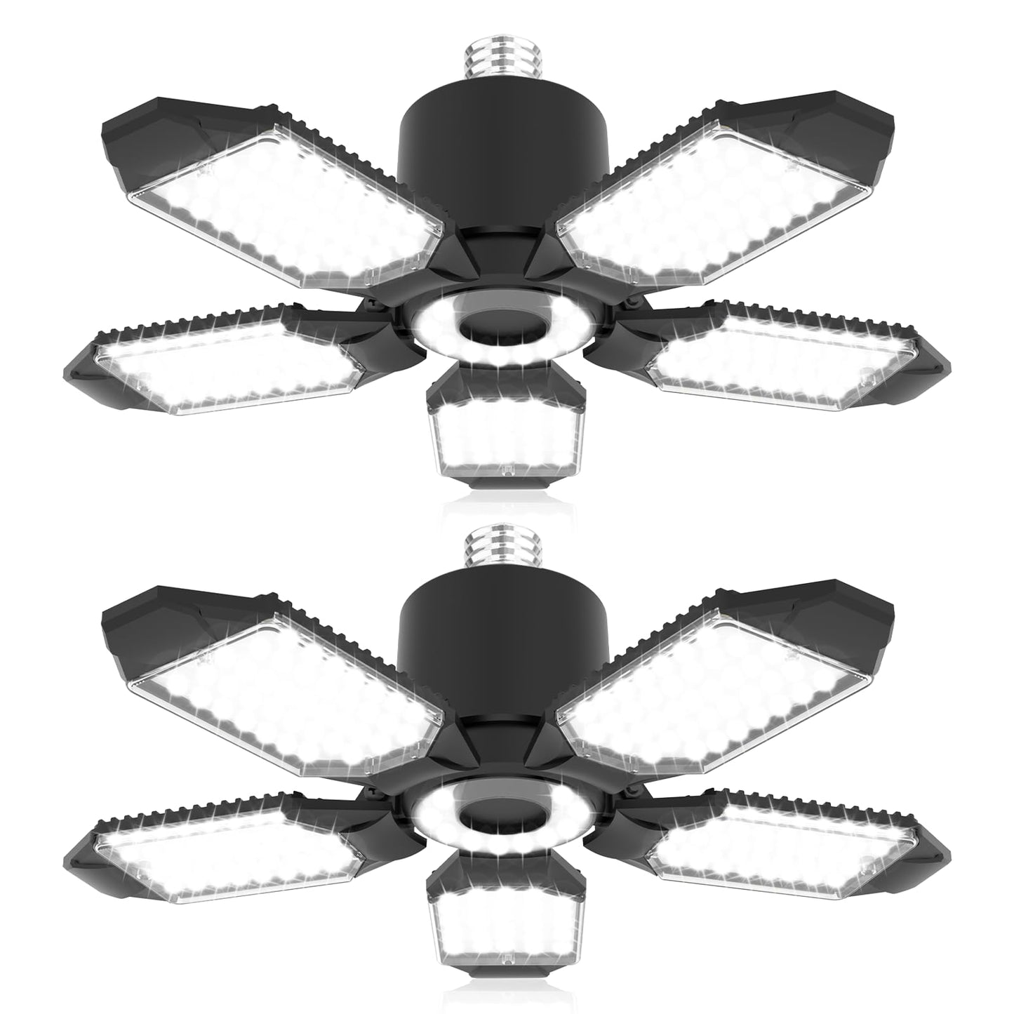 LED Garage Lights Bulb 2 Pack, 150W 15000LM Shop Lights with 5 Deformable Panels, 6500K Daylight Ceiling Lights for Garage Workshop Basement