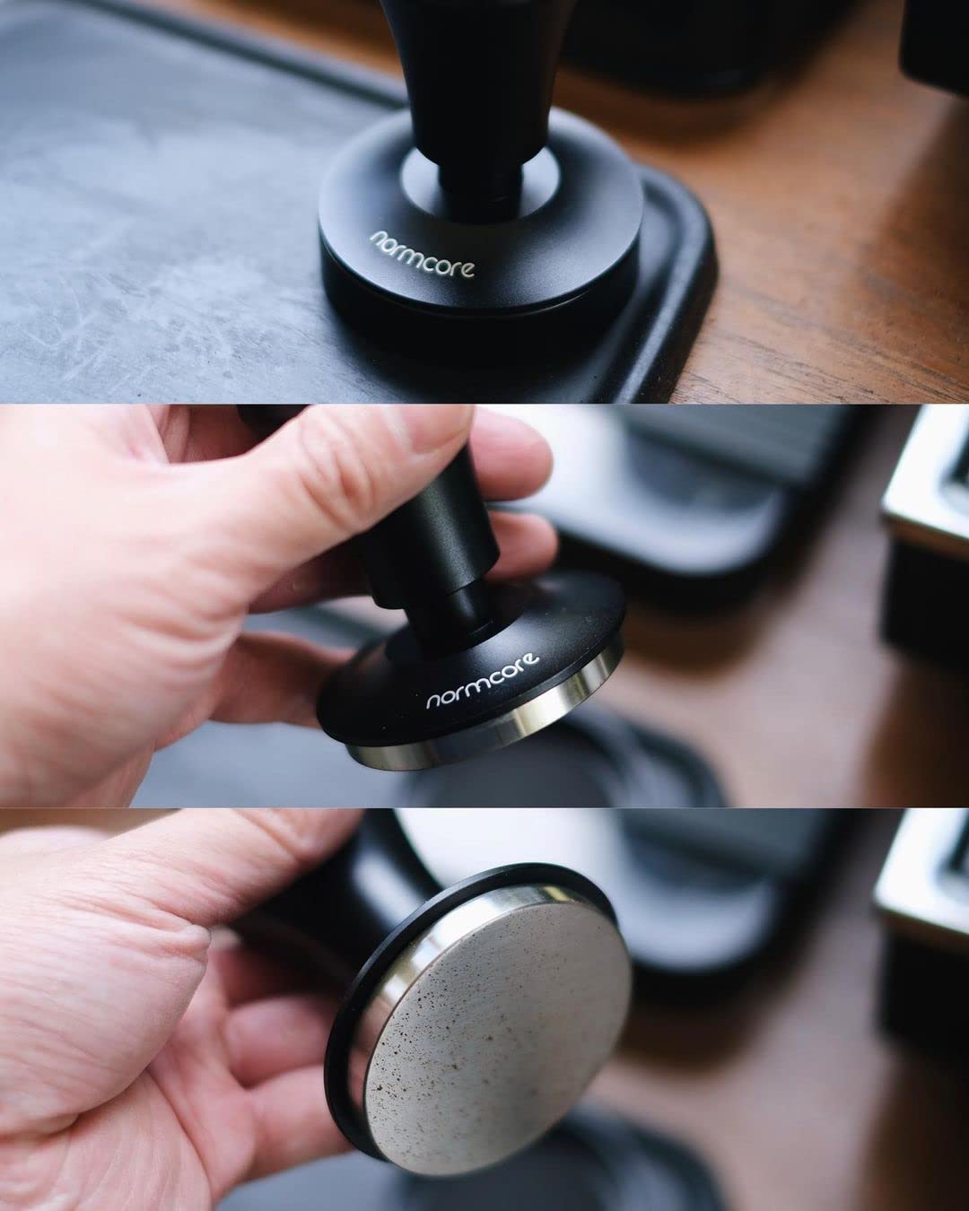 Normcore V4 Coffee Tamper 53.3mm - Spring-Loaded Tamper – Barista Espresso Tamper with 15lb / 25lb / 30lbs Replacement Springs - Anodized Aluminum Handle and Stand - Flat Base