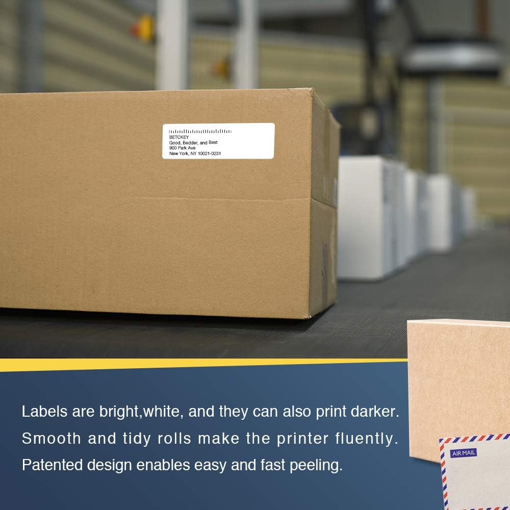 BETCKEY - Compatible Address Labels Replacement for Brother DK-1201 (1.1 in x 3.5 in), Use with Brother QL Label Printers [10 Rolls/4000 Labels]