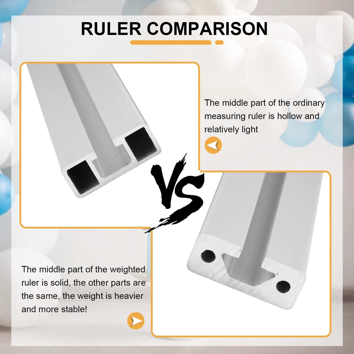 Balloon Sizer Ruler - Metal Measurement Tool, Adjustable 0-12 Inch for Decorations and Arches (Hollow)