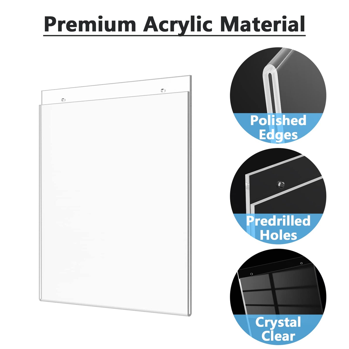 MaxGear 6 Pack Wall Mount Sign Holder 8.5 x 11, Clear Plastic Picture Frames Bonus with Mounting Screws, Door Sign Holders and Document Display Frame for Home, Office, Store, Vertical