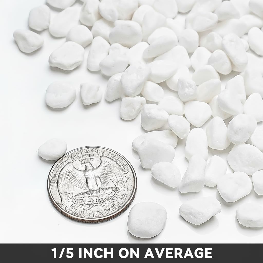 Onlyfire 18lb White Pebbles,1/5" Natural Decorative River Rocks Aquarium Gravel for Indoor Plants, Vases, Succulents and Outdoor Garden Landscaping