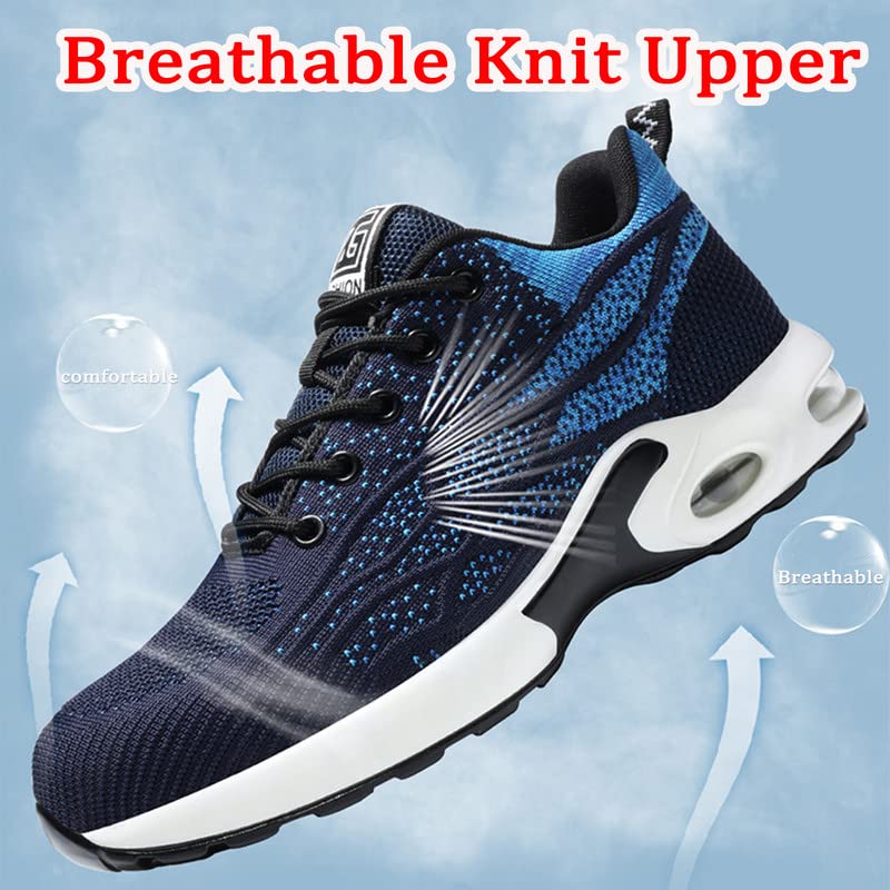 MIFAWA Safety Shoes for Men Steel Toe Shoes Men Lightweight Work Shoes Anti-Puncture Breathable Comfortable Steel Toe Sneakers Black