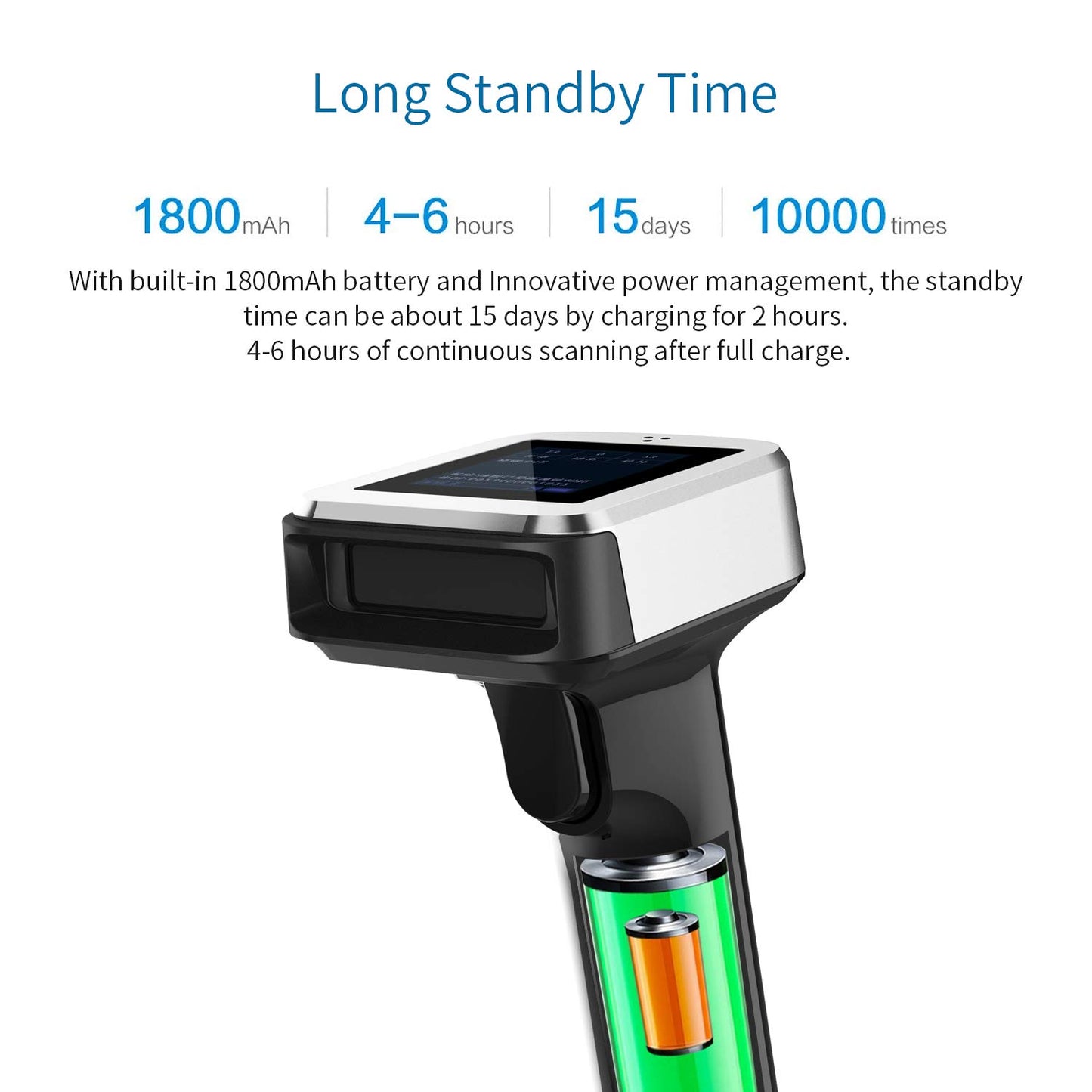 Symcode 2D QR Bluetooth Barcode Scanner with Screen Display with Charging Base,3 in 1 Compatible with Bluetooth & 2.4GHz Wireless & Wired Connection with 1.8 inch TFT Color LCD Screen