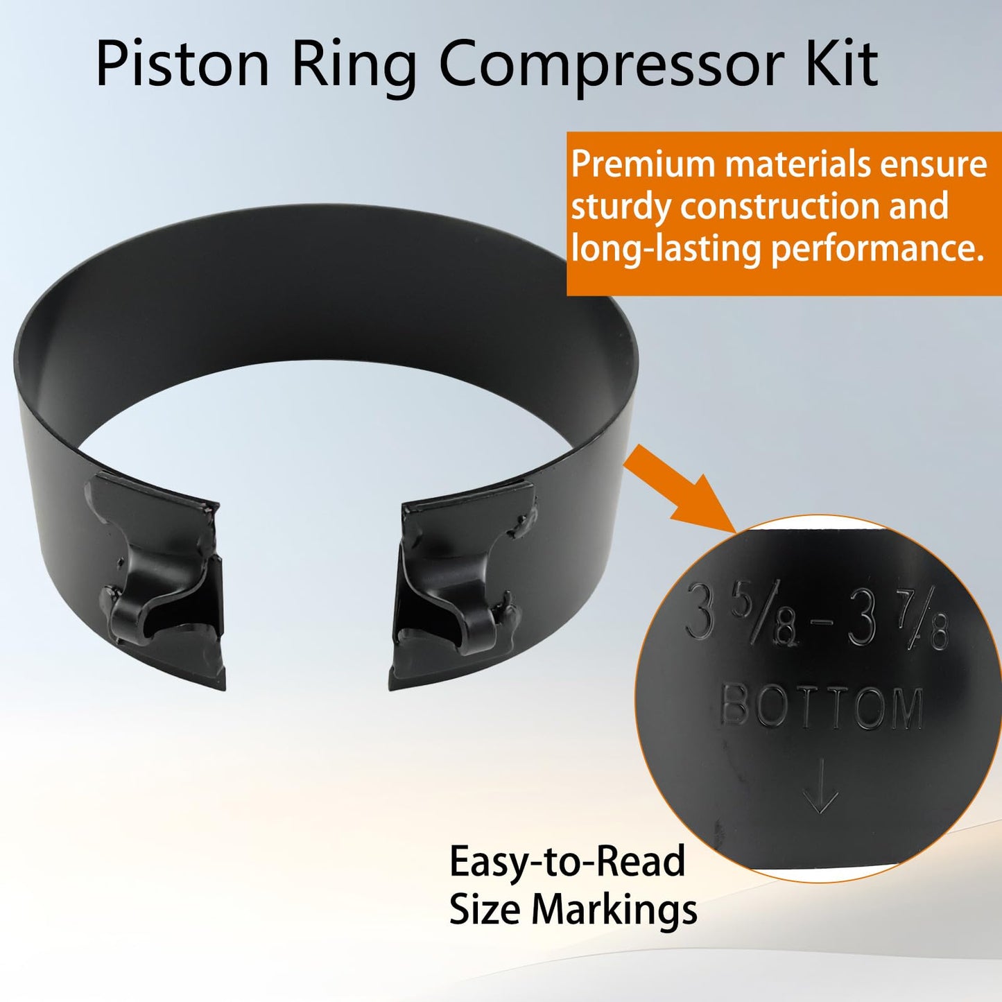 Engine Piston Ring Compressor Kit with Pliers - 6 Adjustable Sleeves2-7/8 inches (73mm) up to 4-3/8 inches (111mm) for Car, Truck & Motorcycle Piston Installation