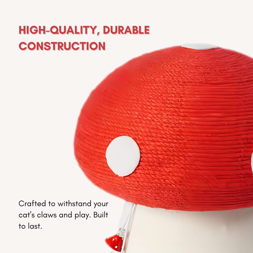 PECHVINO Mushroom Cat Scratching Post - Unique Design, Sisal-Wrapped, Ideal for Medium and Small Cats, No Assembly Required