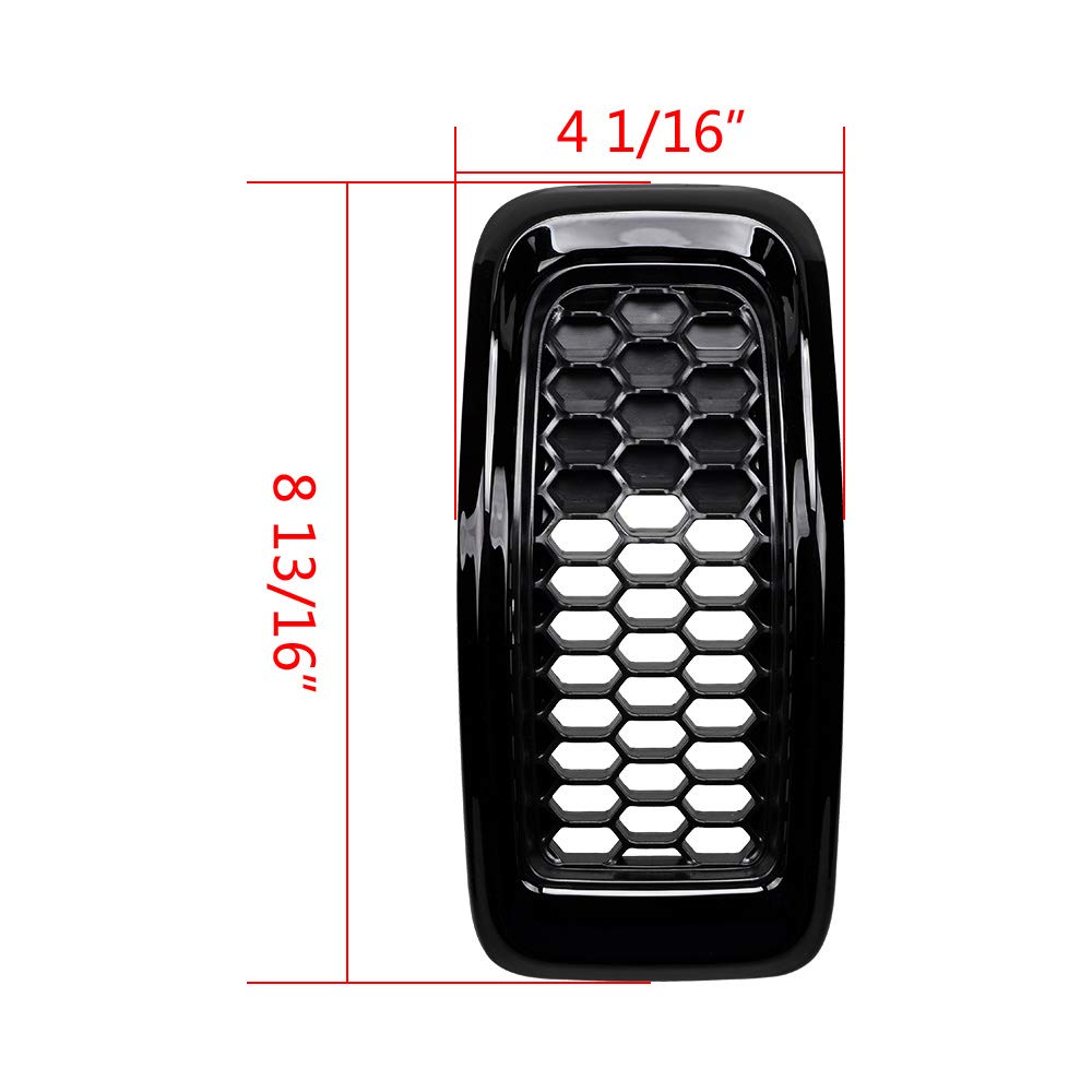 Compatible with 2014-2018 Jeep Cherokee Grille Inserts Matte Honeycomb Grill Cover Kit 7pcs Glossy Black Trim