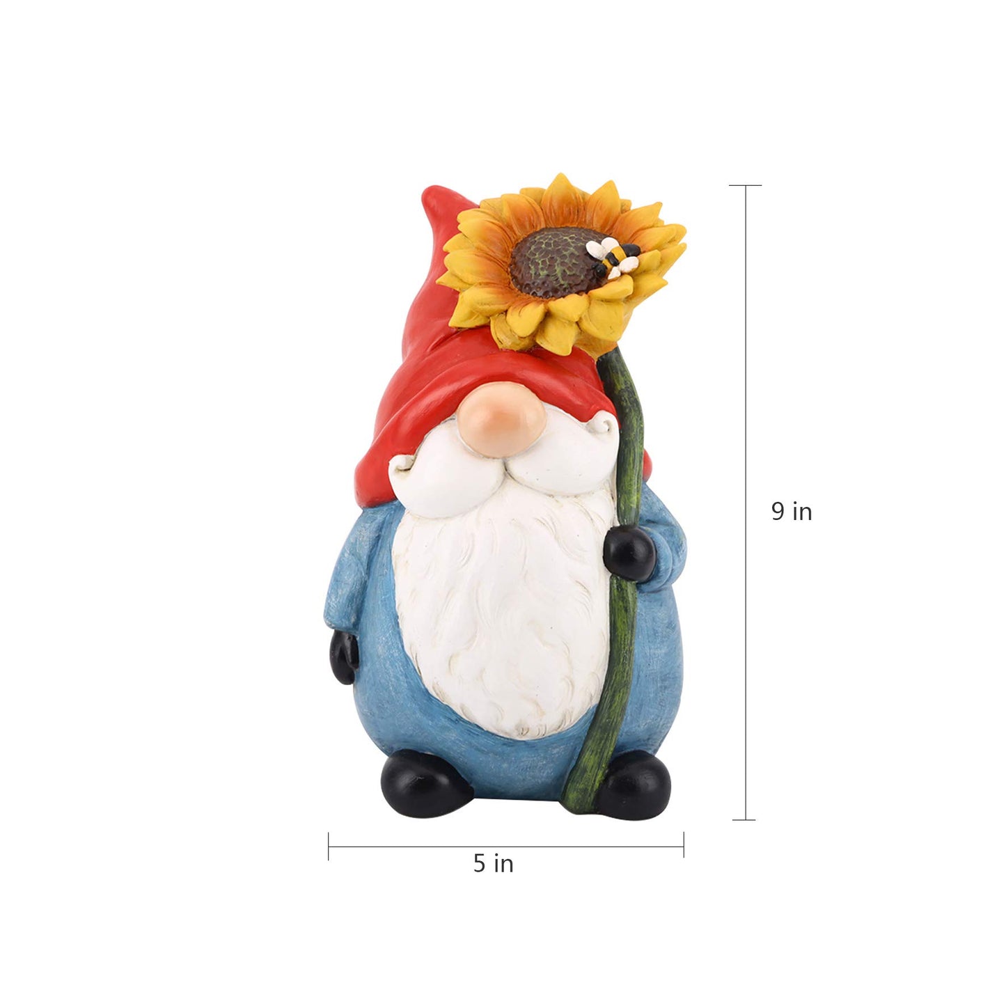TZSSP Outdoor Garden Gnome Statue Statuary with Yellow Sunflower Spring Garden Decor Gnome Decor