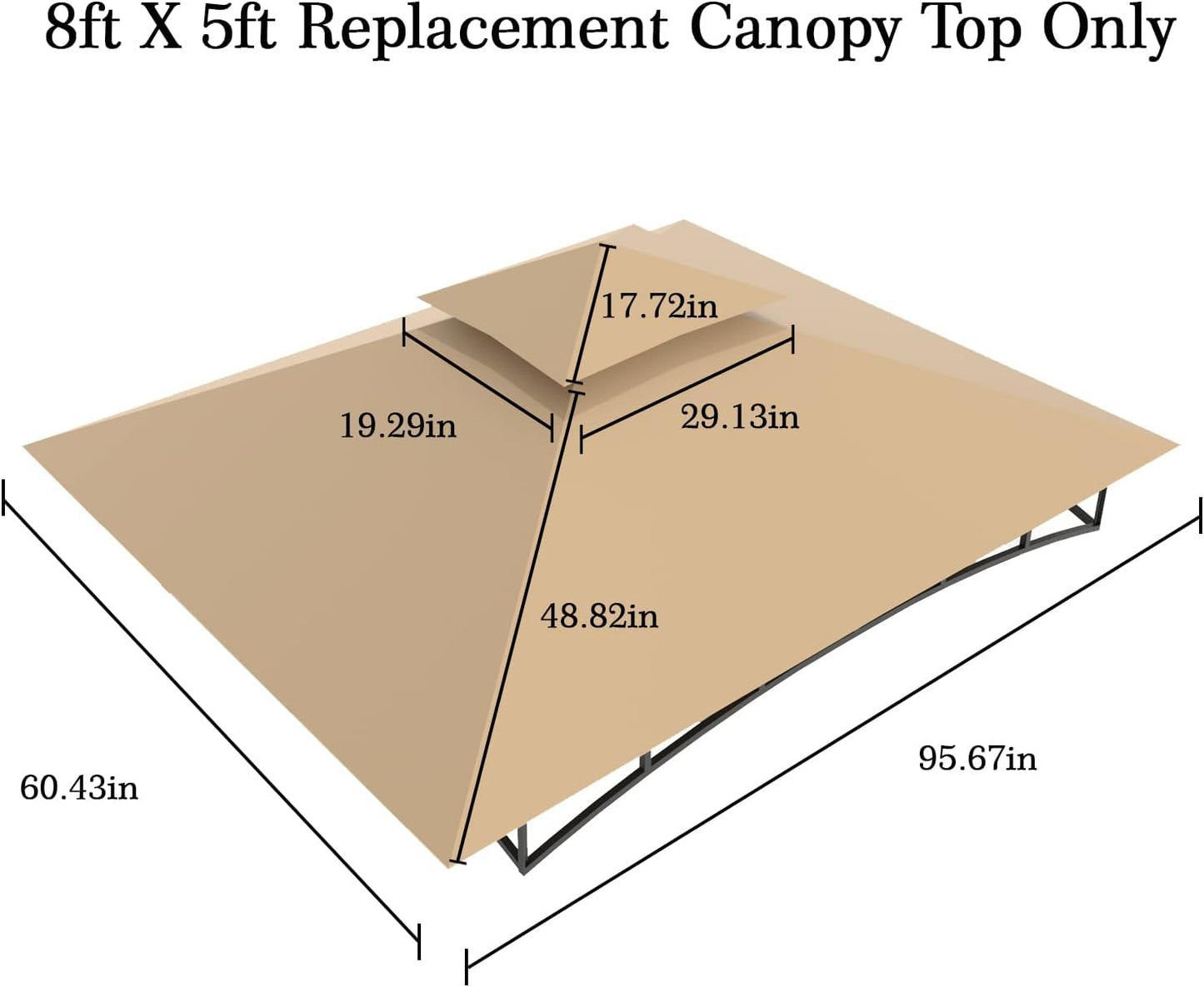 Grill Gazebo Replacement Canopy Top - Karjjini 5x8 Outdoor BBQ Gazebo Canopy Roof, Waterproof Double Tiered Shelter Cover Fit for Model L-GG001PST-F