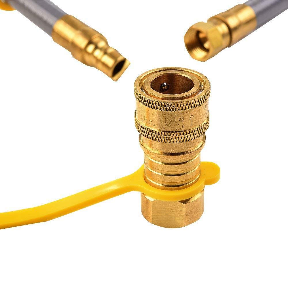 36FT Natural Gas Grill Hose with 3/8 Male Flare Quick Connect/Disconnect Fittings for Most Grill, Fire Pit, Patio Heater, Pizza Oven (36FT Gray)