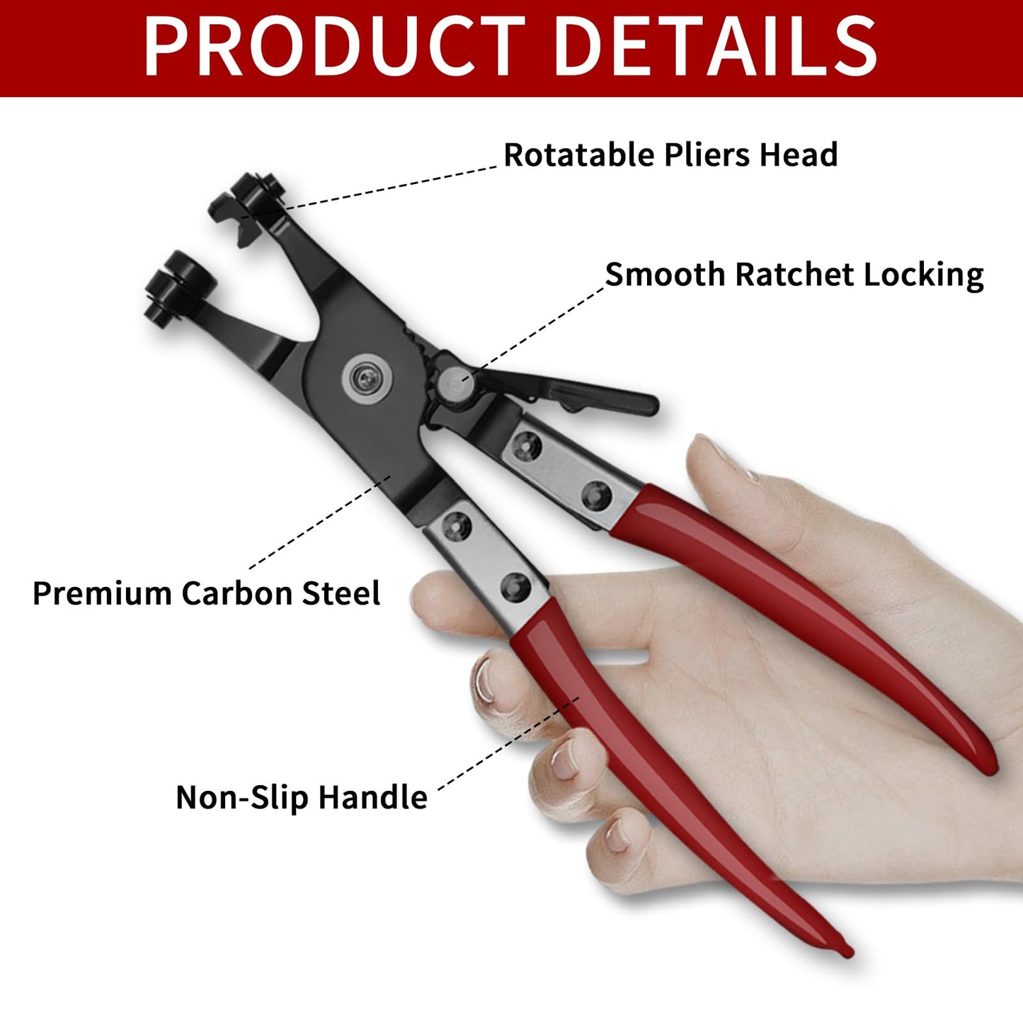 WISEUP 4PCS Hose Clamp Pliers Set - Includes 27" Long Reach Wire Spring Plier, Clic-R Type Pliers, Hose Remover & Flat Band Clamp Tool - for Automotive Fuel, Oil, Coolant, Radiator Hoses