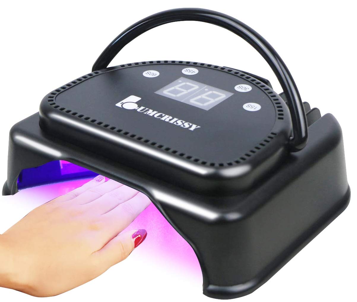 64W LED Nail Dryer-Lumcrissy Professional Quikly Dry LED Nail Curing Lamp for UV LED Gel Nail Polish nail tool Salon Tool With Lifting Handle Touch Sensor LCD Screen With a Nail Nipper(Black)