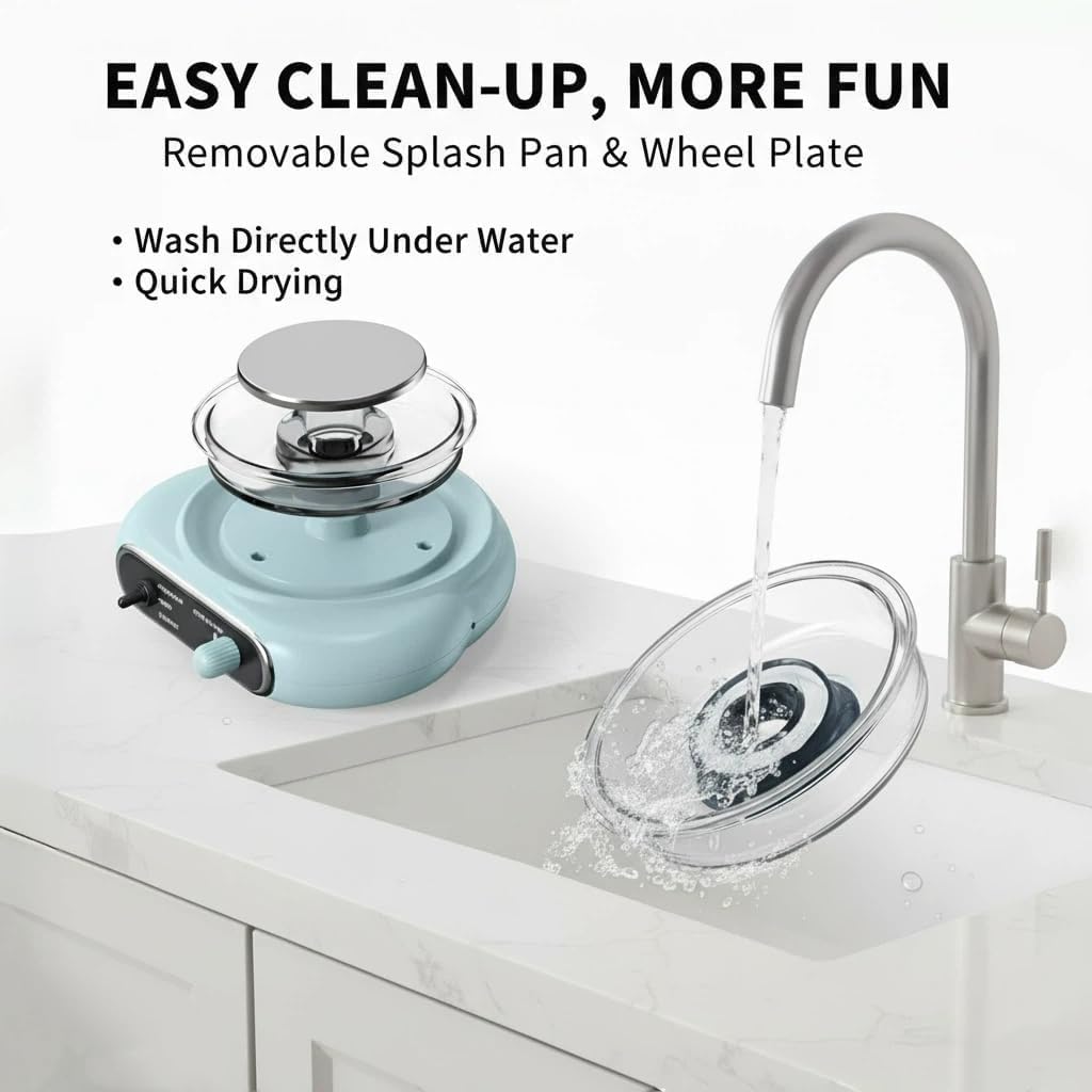 Mini Pottery Wheel Kit with Foot Pedal - 4.7" Electric Clay Spinner, Variable Speed & Reverse, Includes 5 Clay Blocks（2lbs），12 Paints & Tools, Complete Ceramic Art Starter Kit for Adults, Teens & Beginners
