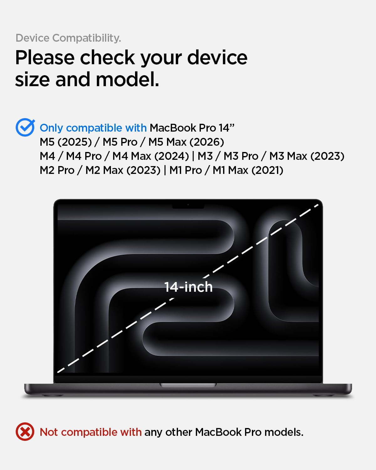 Spigen for MacBook Pro 14 inch Case M5/Pro/Max (2026) M4/M3/M2/M1/Pro/Max (2025-2021) A3112 A3185 A3401 A2918 A2992 A2779 A2442, Thin Fit Transparent Protective Hard Shell Case, Crystal Clear