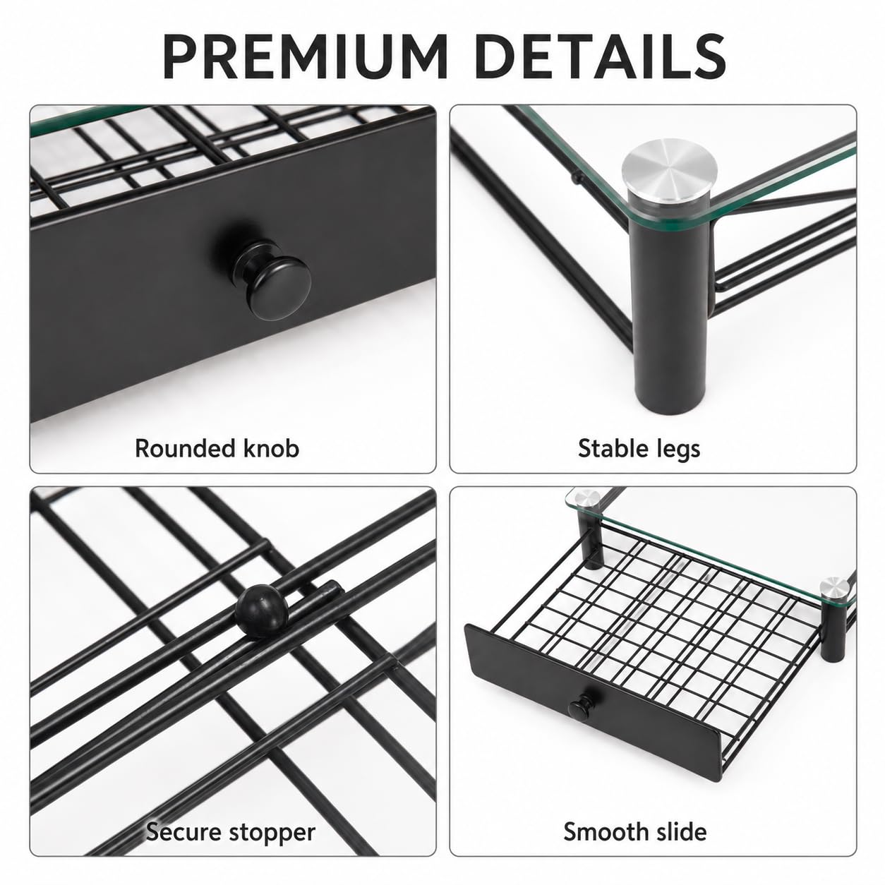 EASTSIGN Vertuo Pods Holder - Drawer Tray for 40-Vertuoline Capsules - Tempered Glass - Capsule Storage - Compatible with Nespresso Vertuoline Capsules - Pods Organizer