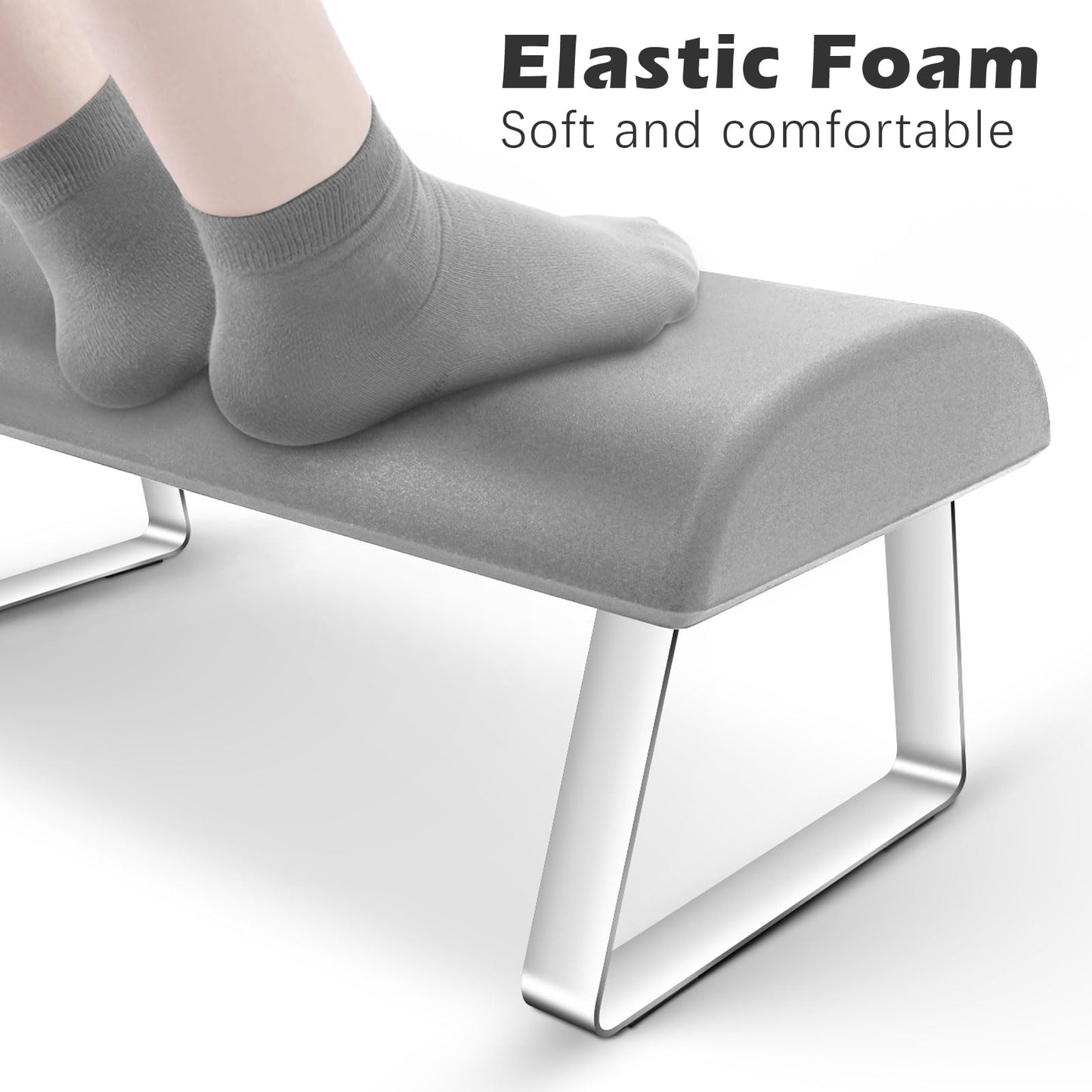 Foot Rest Under Desk, Waterproof Self-Skinning Foam Under Desk Foot Rest Ergonomic Foot Stool for Office Home Use, Soft and Comfortable (Gray)