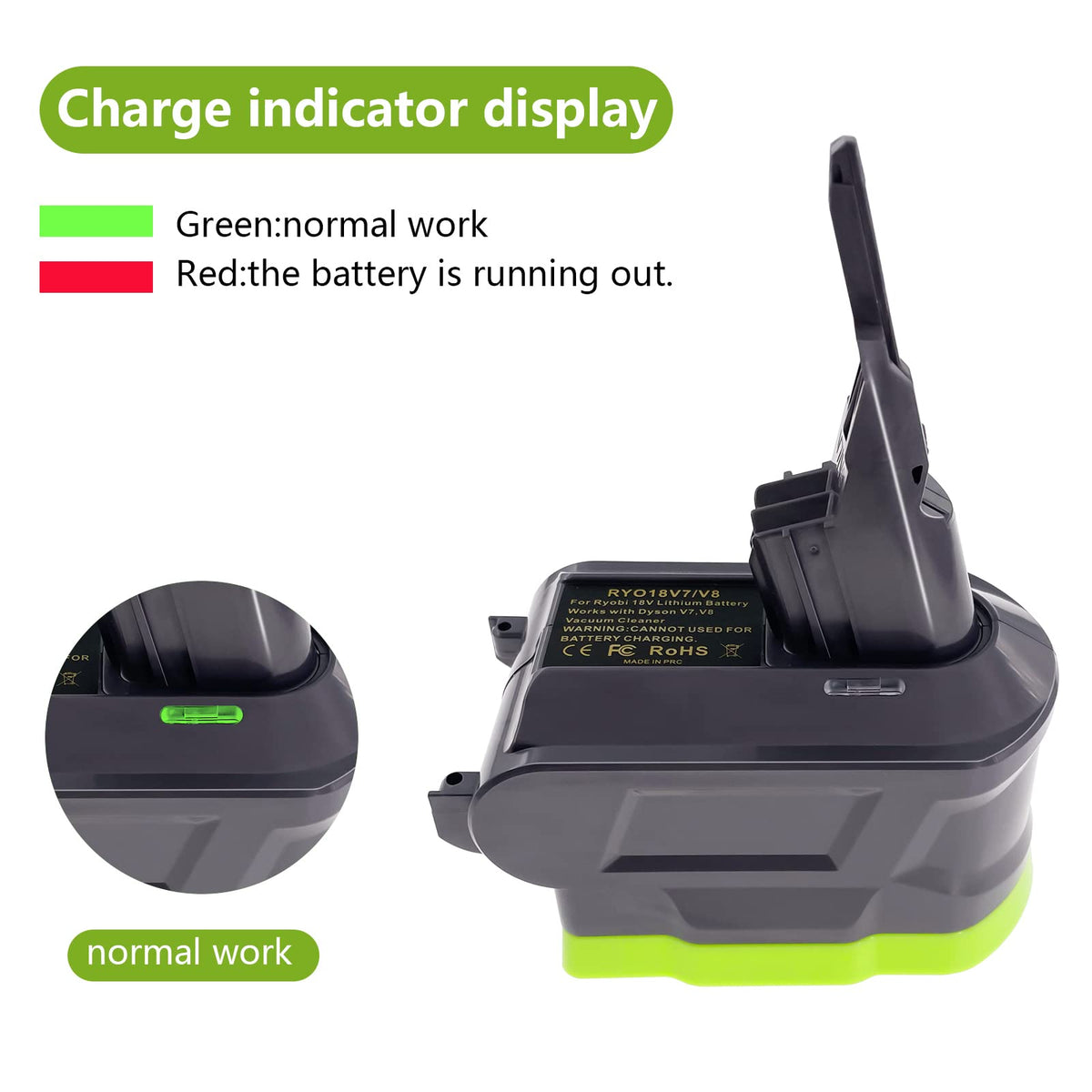 TPDL V7/V8 Battery Adapter, for Ryobi 18V ONE+ Battery Work for Dyson V7+V8 Series Vacuum Cleaner (V7 V8 Common)