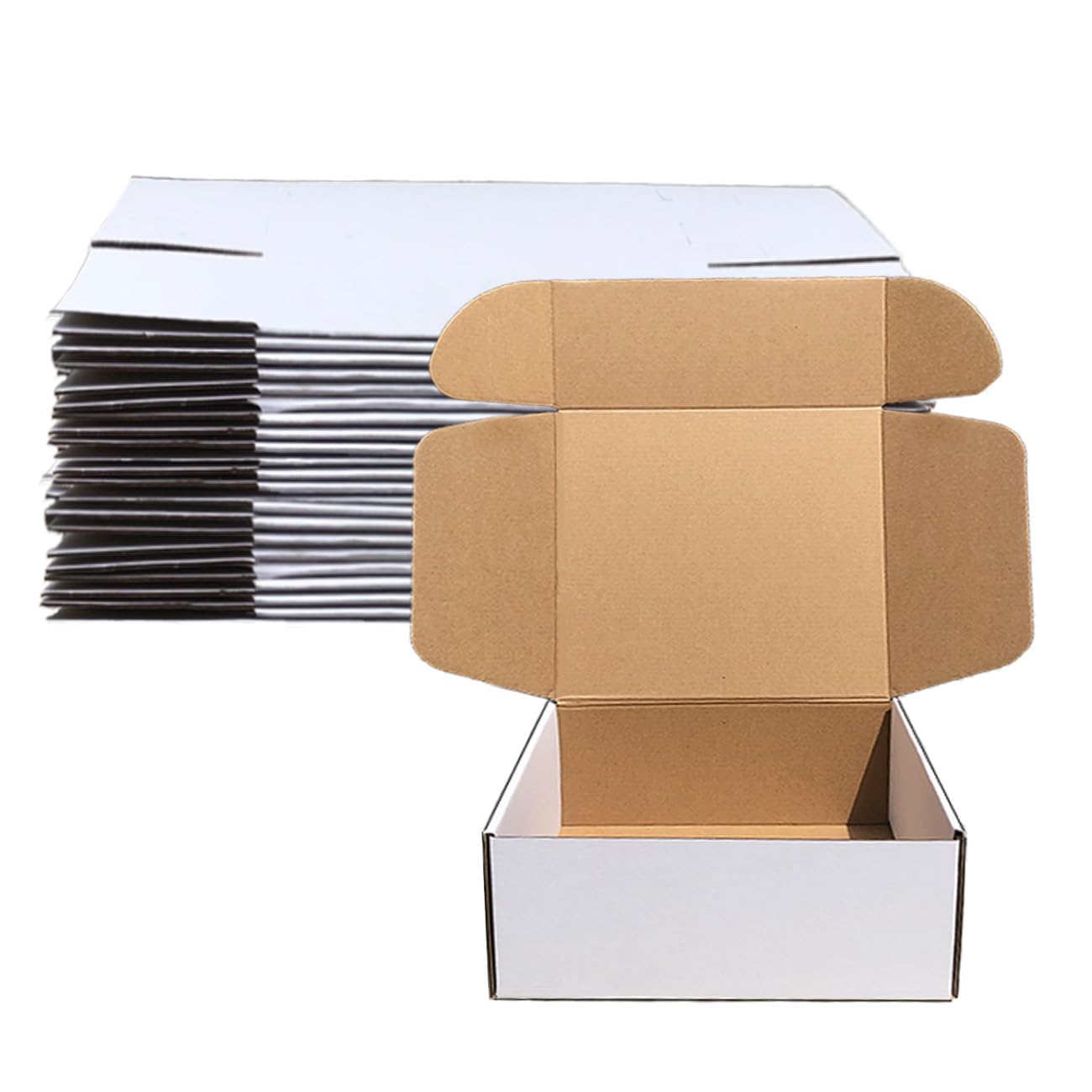 Shipping Boxes 9x9x4 inch Pack of 20，Livejun White Corrugated Cardboard Box Mailer Boxes for Packaging Small Business Shipping (White)