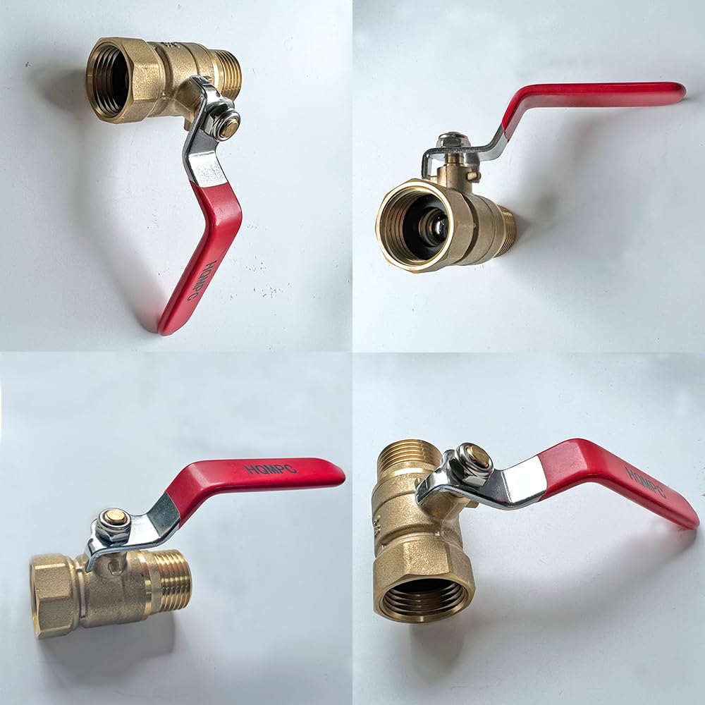HQMPC Garden Brass Shut Off Valve Ball Valves 3/4" GHT Hose Shut Off Valve Hose Valves Big Fllow 2Pcs Long Handle