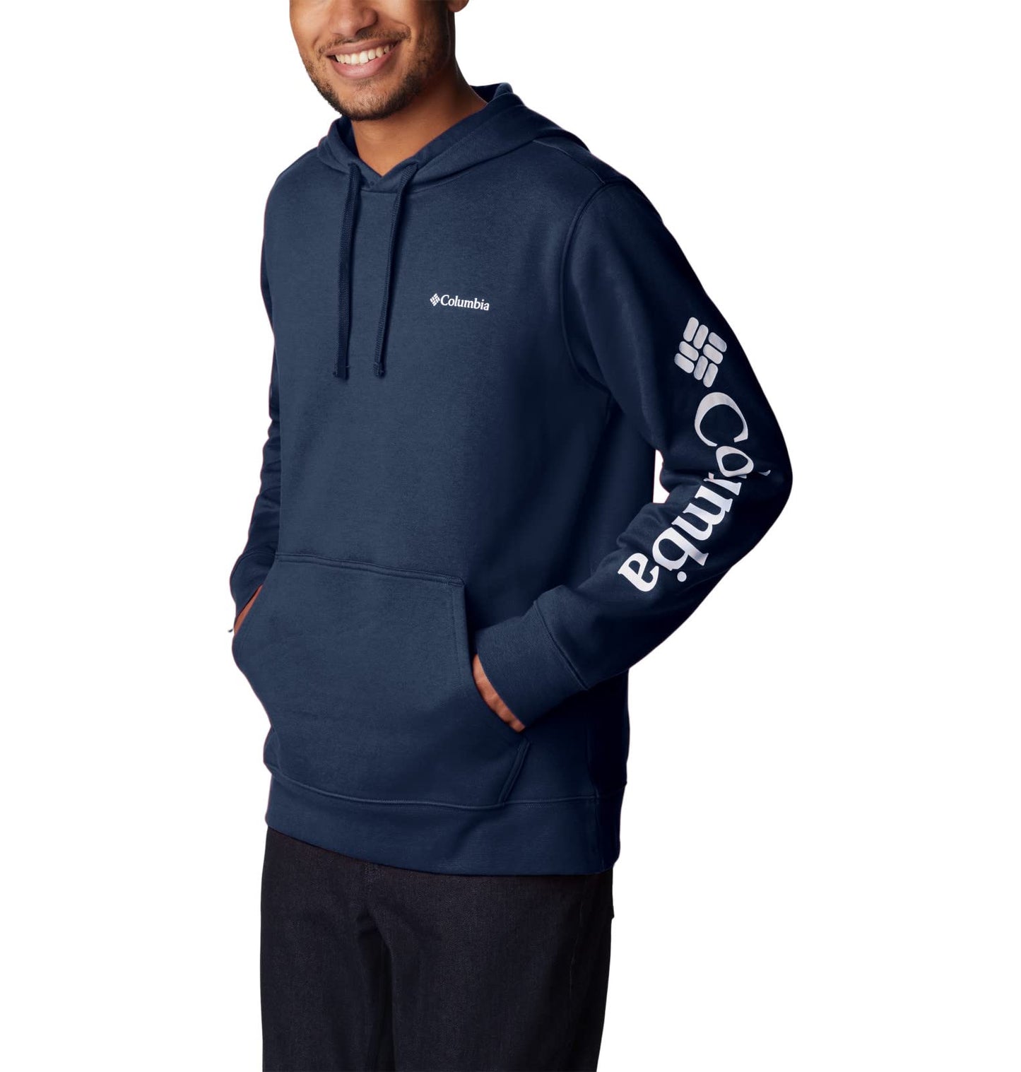 Columbia Men's Trek Hoodie, Collegiate Navy/CSC Sleeve Logo, Large