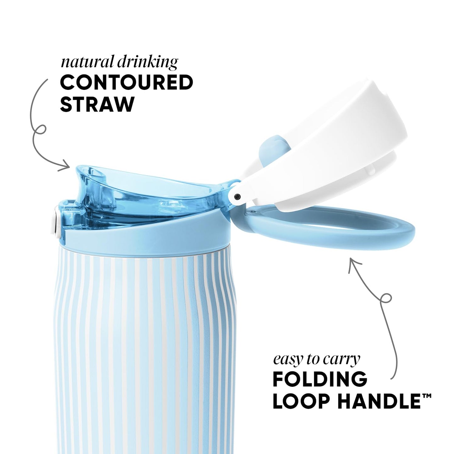 Simple Modern Mesa Loop Water Bottle with Straw | 30oz Cup Holder Friendly Insulated Stainless Steel Bottles for Travel, Sports and School | Seaside Stripes
