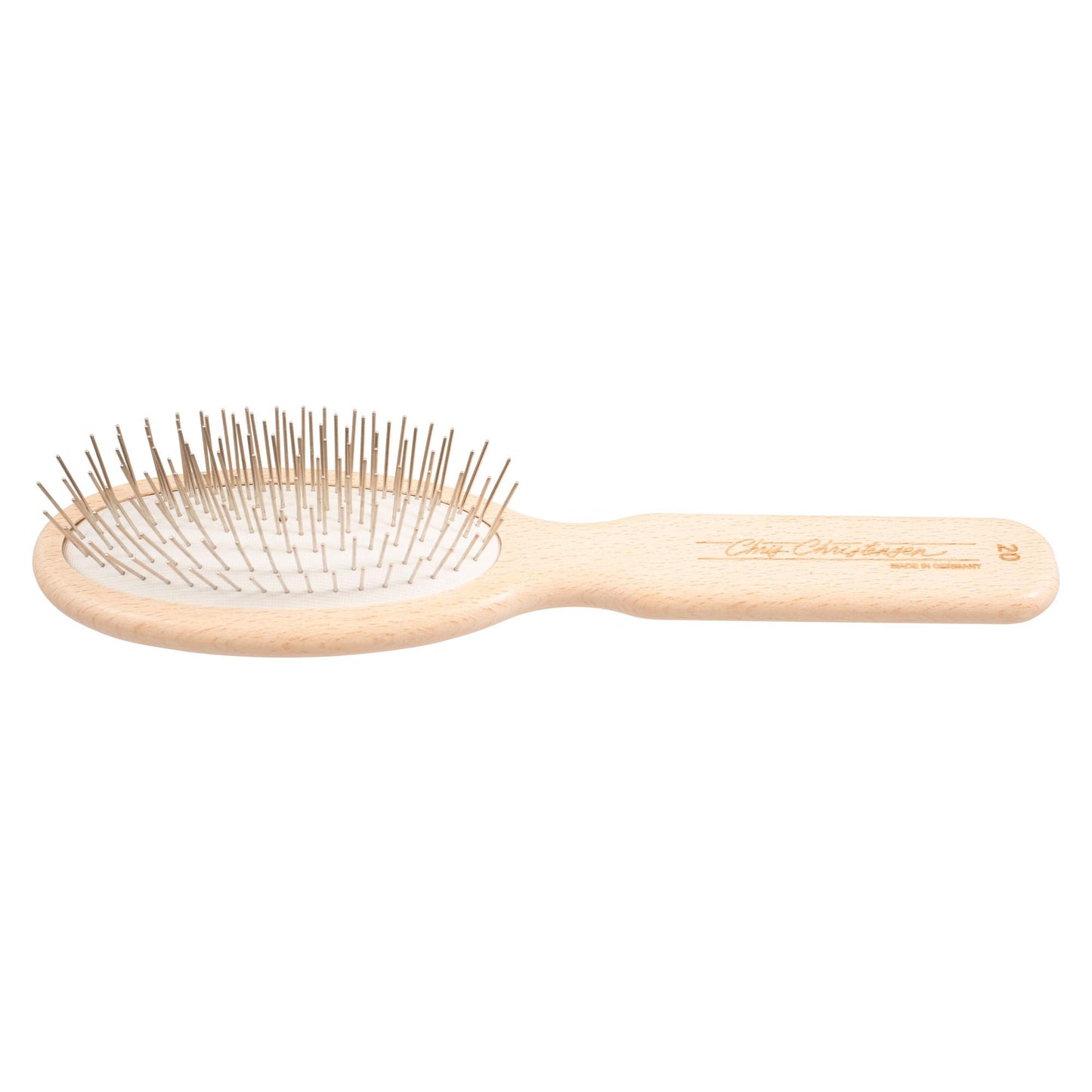 Chris Christensen 20 mm Oval Pin Dog Brush, Original Series, Groom Like a Professional, Stainless Steel Pins, Lightweight Beech Wood Body, Ground and Polished Tips
