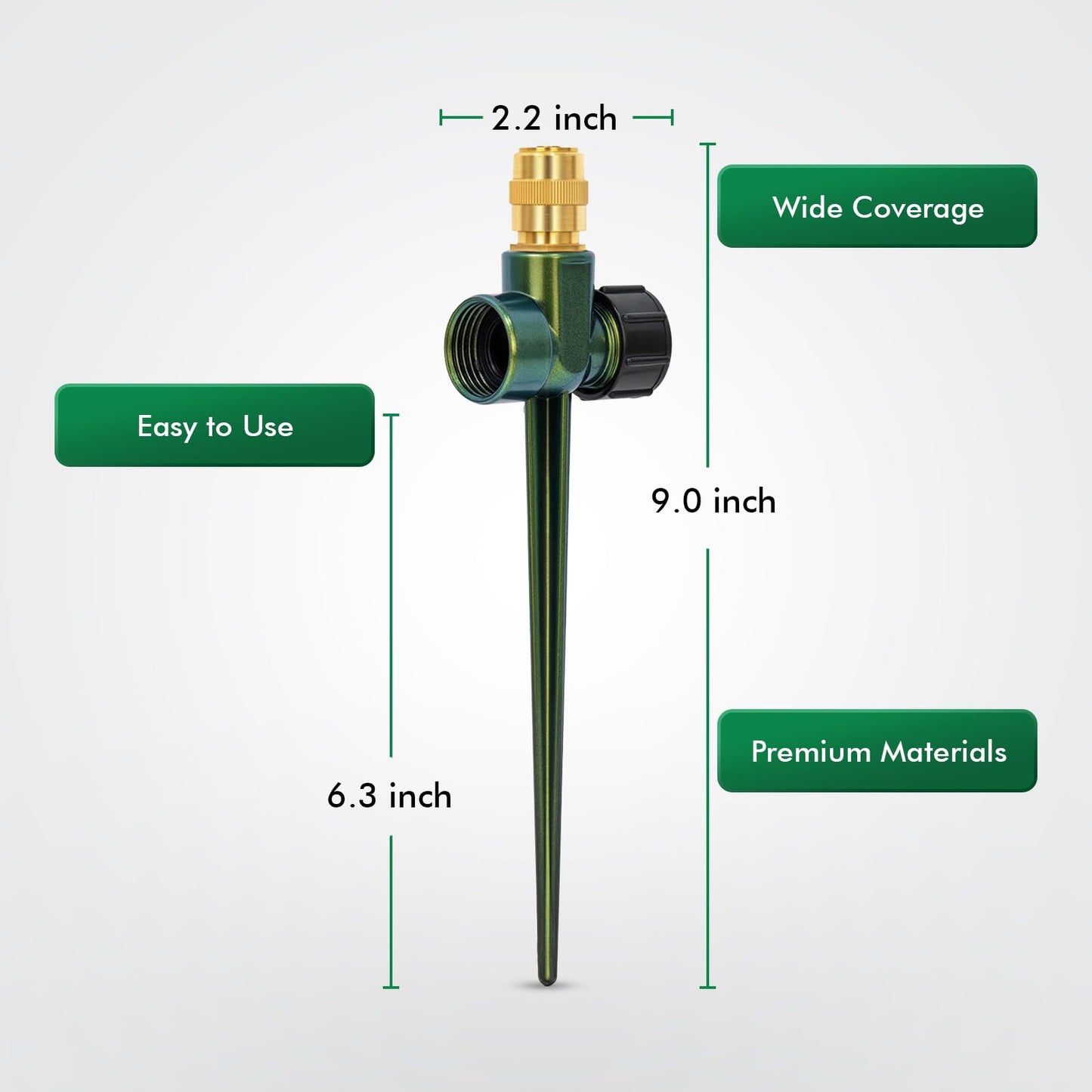 RESTMO 3 Pack Heavy-Duty Full-Metal Lawn Sprinkler for Yard with Durable Brass Nozzle, Premium Spike Base, 360° Large Area Coverage Lawn Sprinkler for Patio and Garden Irrigation