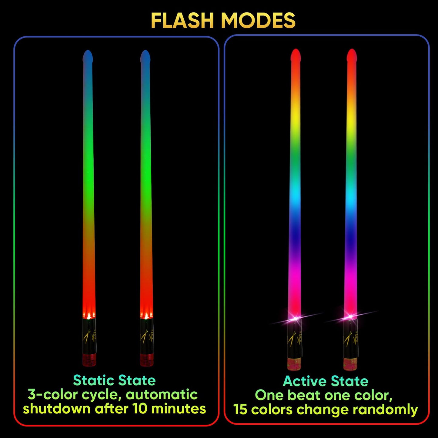 Light Up Drum Sticks Rechargeable Drumsticks, 15 Color Changing LED Drum Stick Glow In The Dark Personalized Musical Instrument Gifts for Drum Set Percussion Accessories