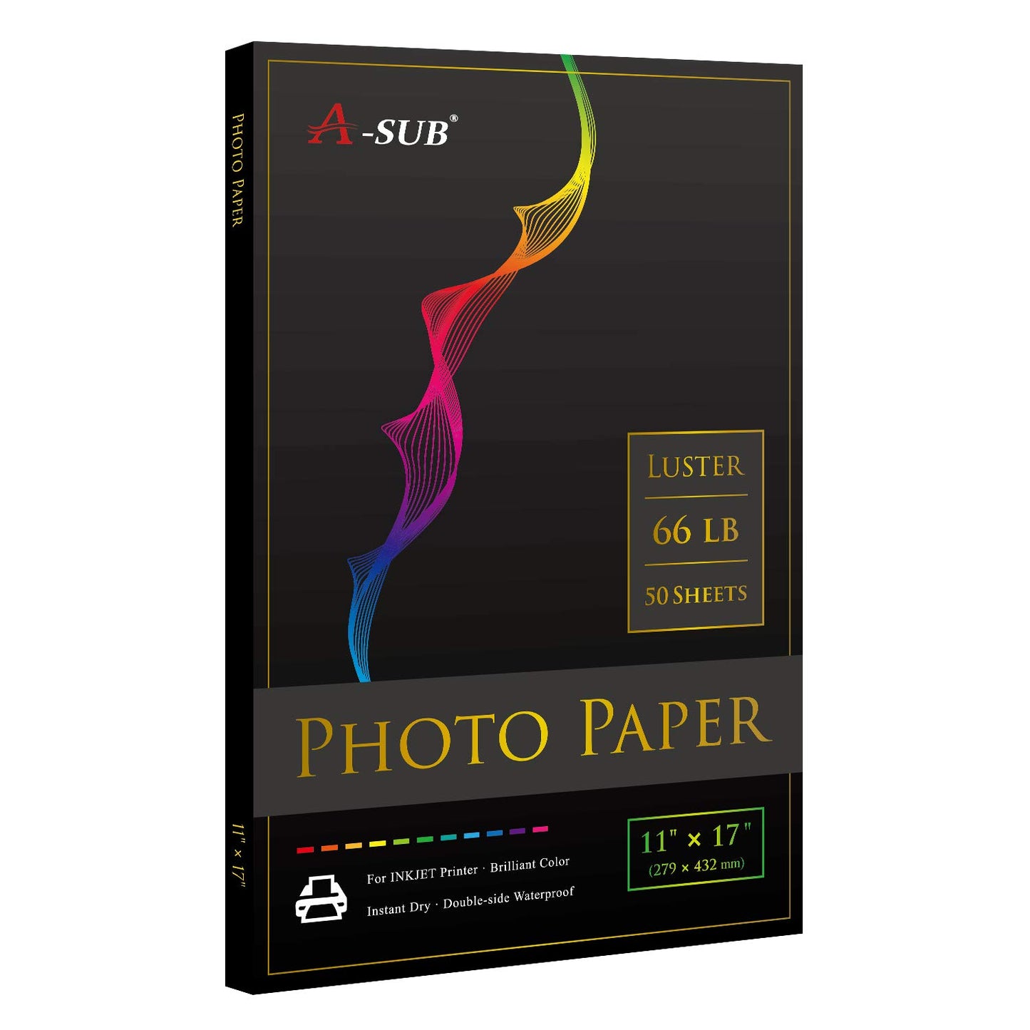 A-SUB Premium Photo Paper Luster 11x17 Inch 66lb for Inkjet Printers 50 Sheets