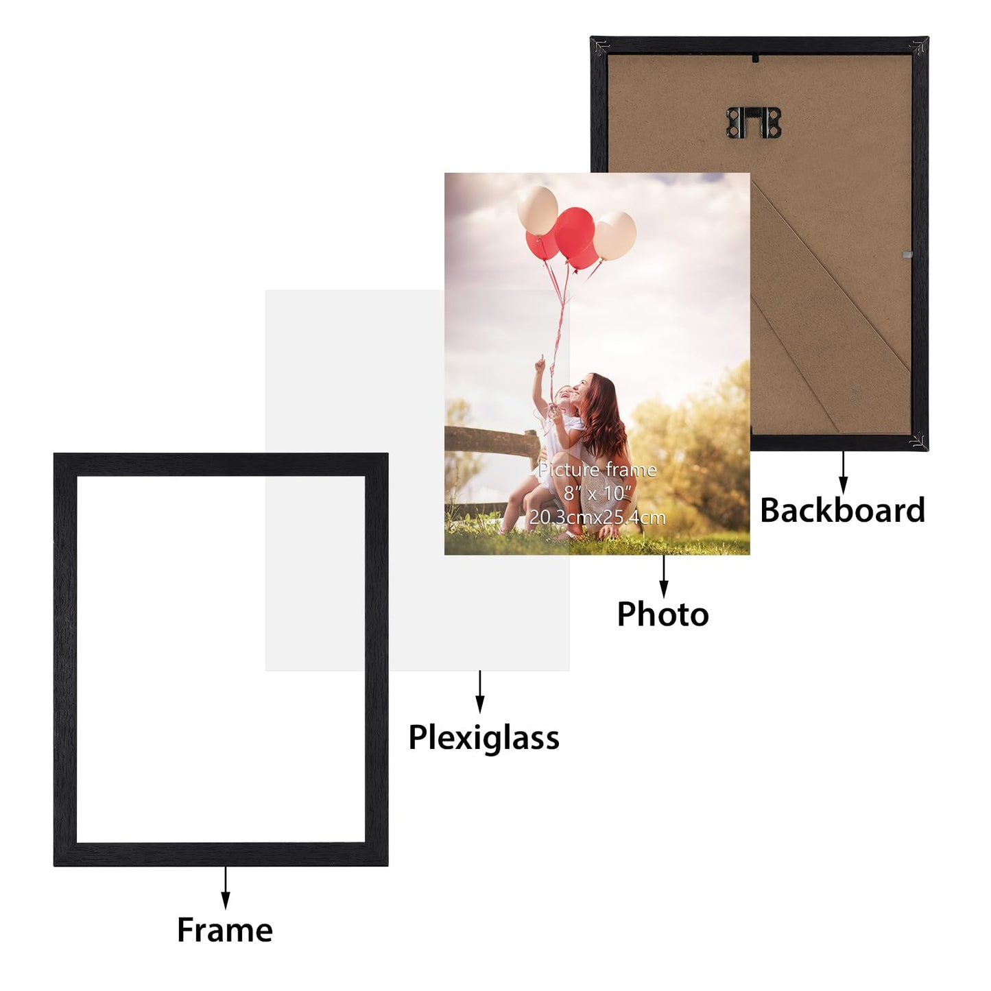 HORLIMER 8x10 Picture Frame Set of 15, Black Picture Frames Display 8 by 10 Photo for Wall or Tabletop