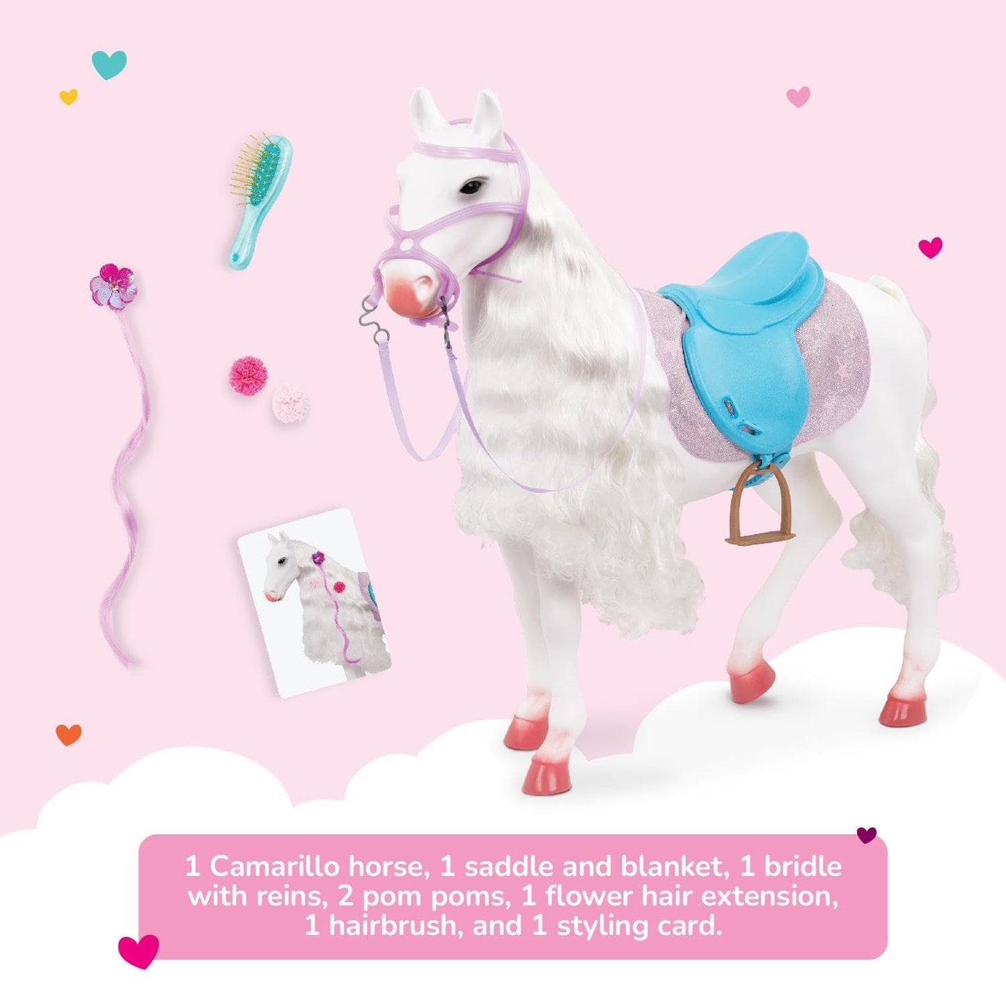 Our Generation – 20-Inch Toy Horse – Hair Styling Pieces – 18-Inch Doll Accessories – Pretend Play 3+ Years– Camarillo Hair Play Horse