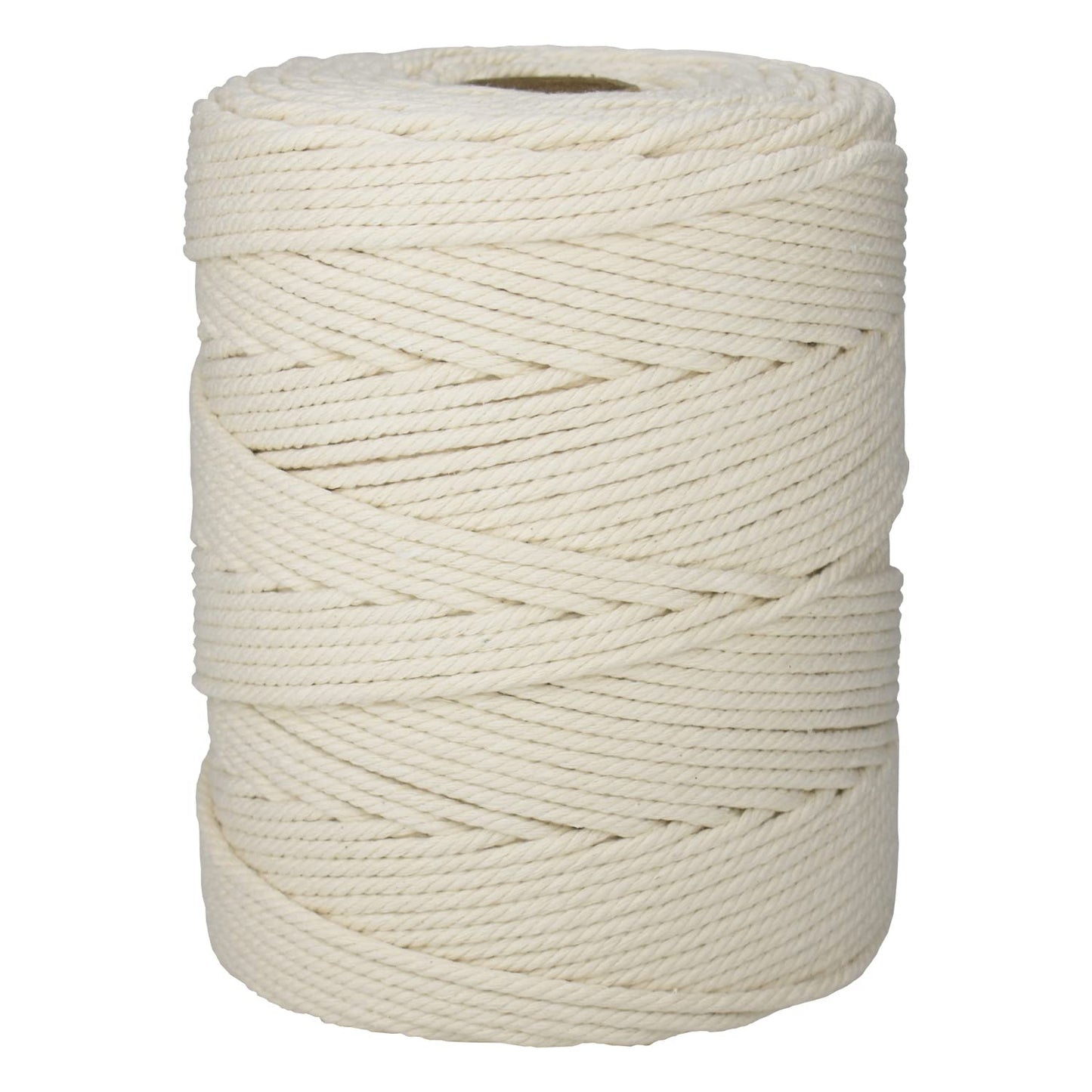 Klhamky 4mm546yd Natural Macrame Cotton Cord - 4 Strand Twisted 100% Cotton for Handmade Wall Hanging, DIY, Craft Making, Knitting, Plant Hangers, Decorative Projects (Beige)
