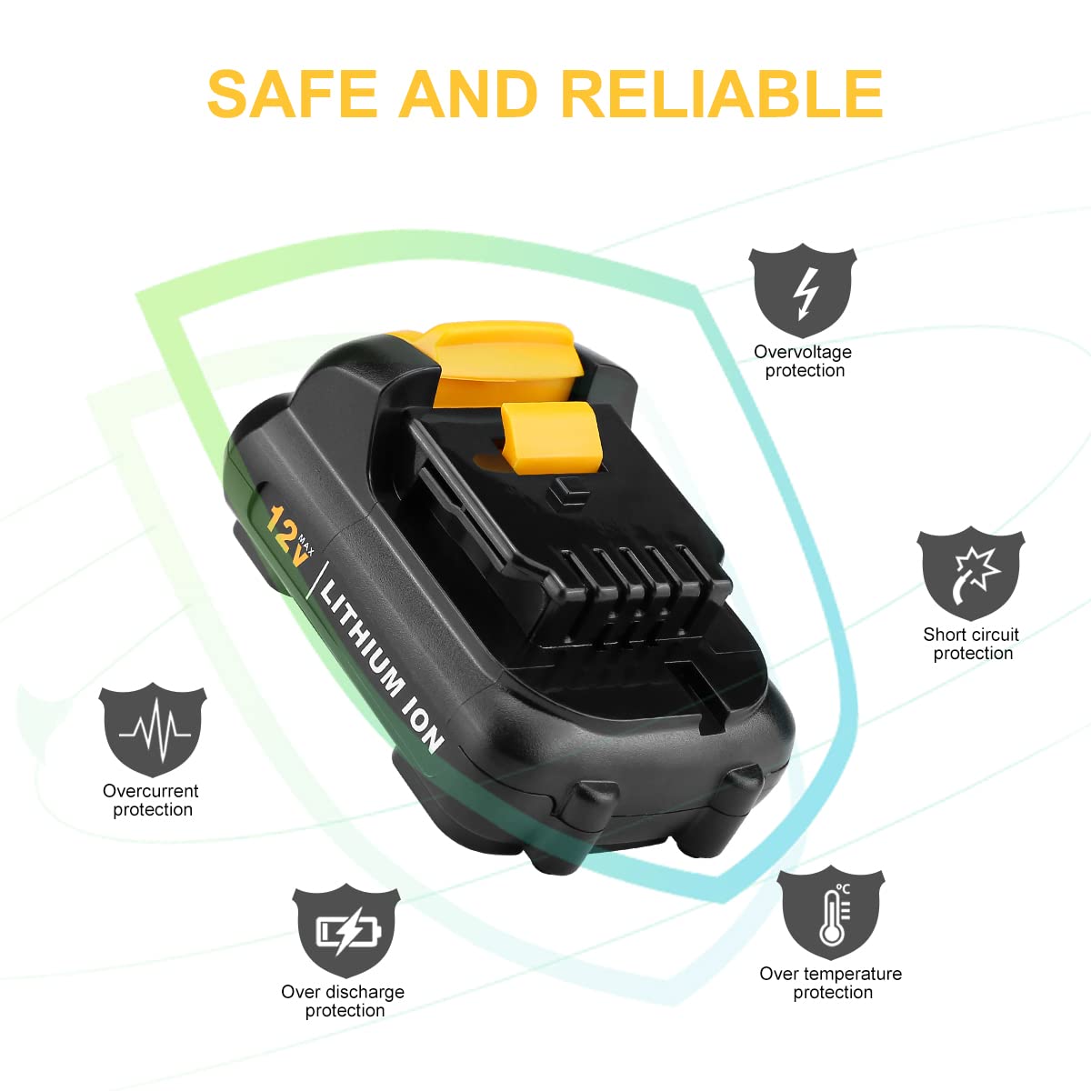 Ahomtikk 2Pack 4000mAh 12V Li-ion Replacement for Dewalt 12V Battery DCB120 DCB121 DCB123 DCB122 DCB124 DCB125 DCB127 for 12V Dewalt Battery