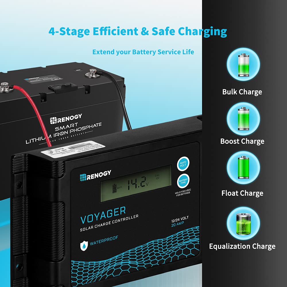 Renogy New Edition Voyager PWM Waterproof Solar Charge Controller (20A)