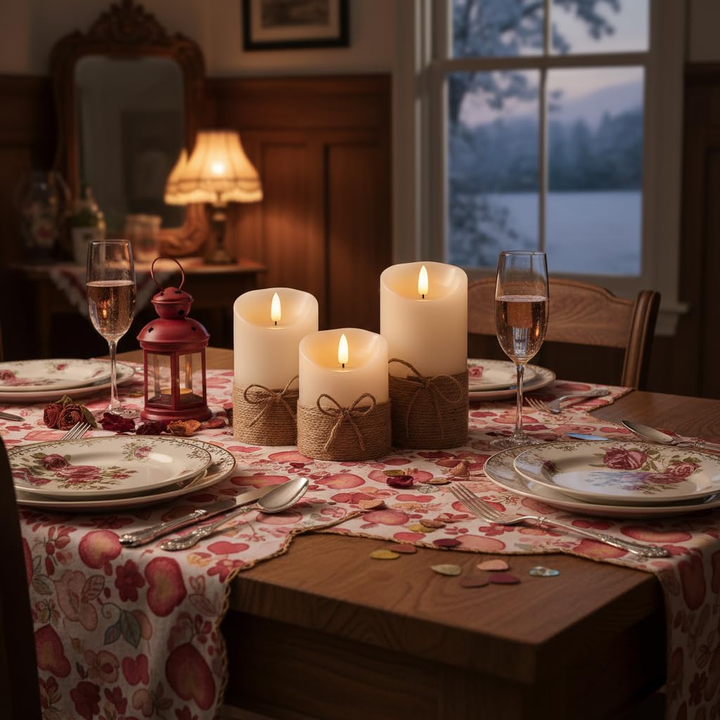 Flickering Flameless Ivory Candles Realistic LED Candles with Remote Control and Timer Battery-Operated (Hemp Rope)