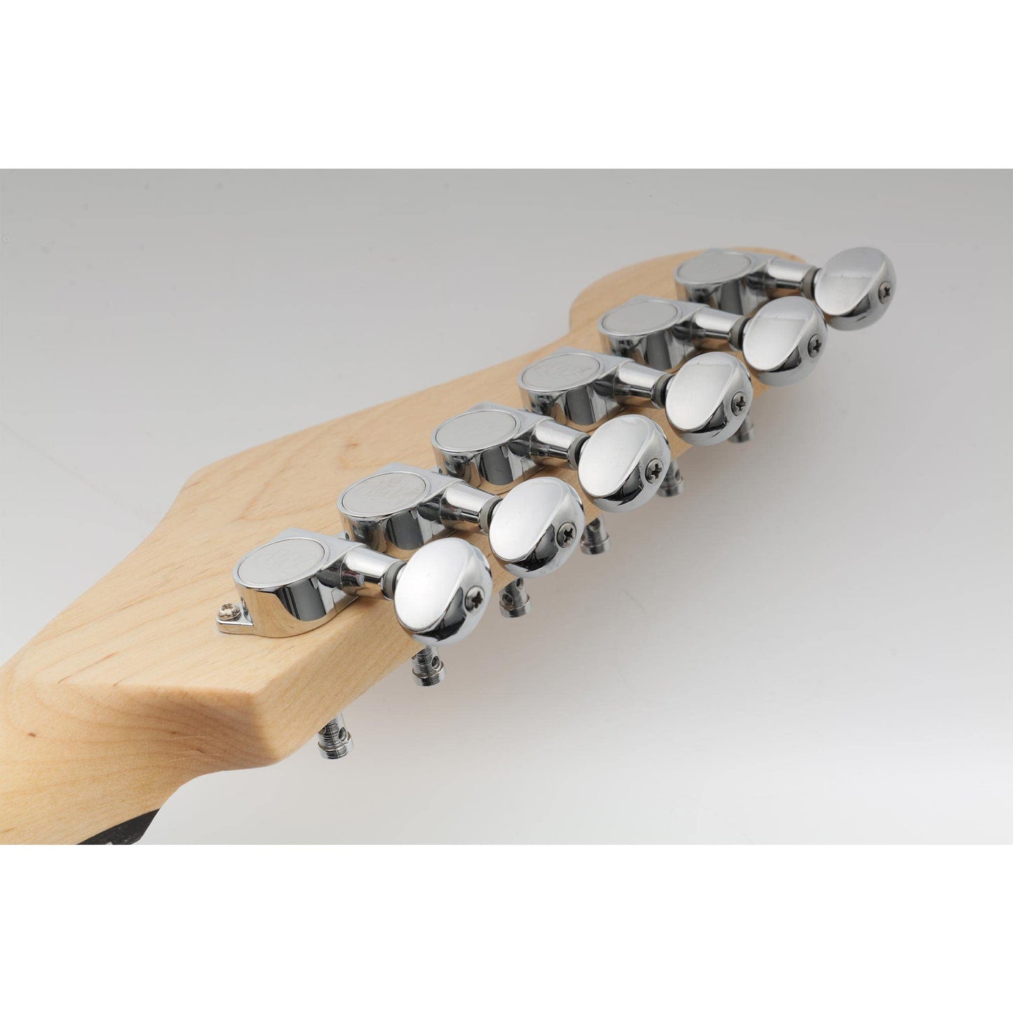 Wilkinson 6-in-line E-Z-LOK Mini Oval Button Guitar Tuners Machine Heads Tuning Pegs Keys Set for Fender Strat/Tele Electric Guitar, Chrome