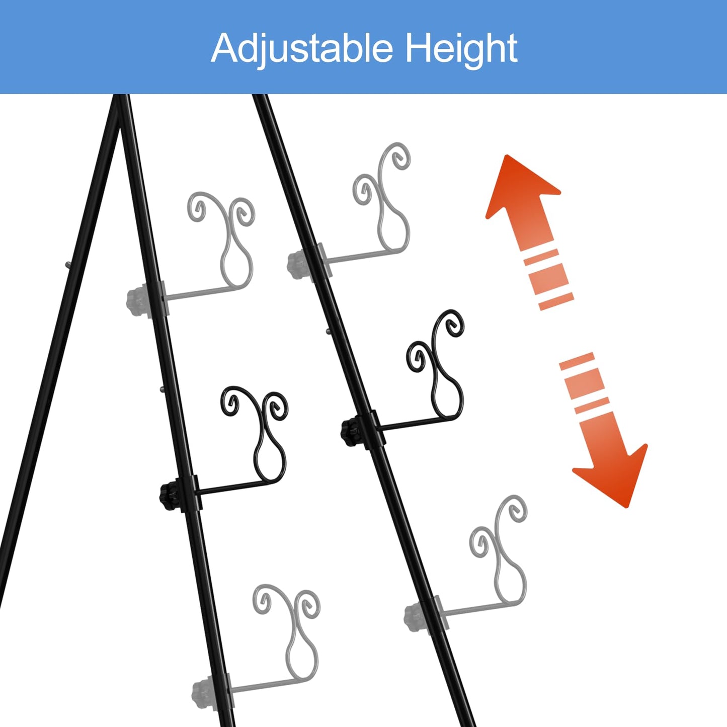 2 PCS Black Easel Stand for Sign, Metal Poster Easel Holder, Adjustable Wedding Sign Stand with Chain Support for Display, Party Painting.