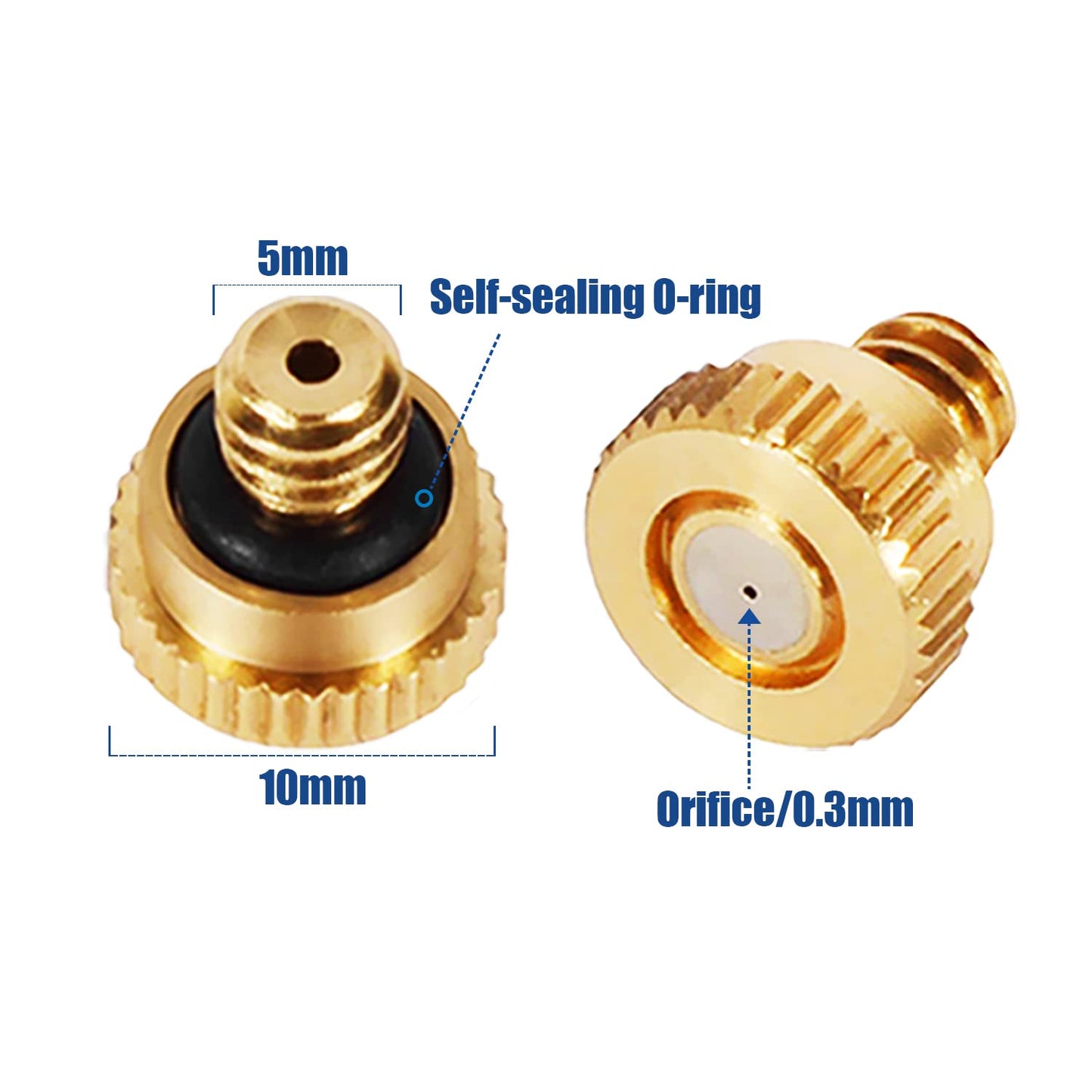 KUWAN 150pcs Brass Misting Nozzles for Cooling System 0.012" (0.3 mm) 10/24 UNC Garden (yellow5)