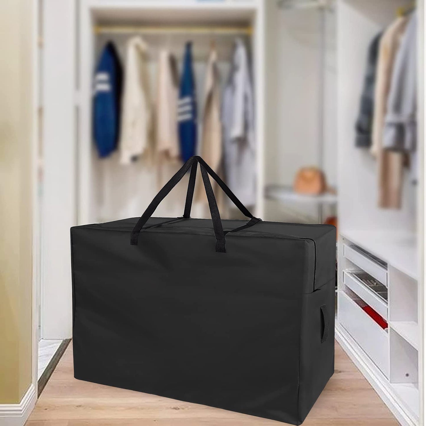 Andacar Folding Mattress Storage Bag, 63inch Durable Carry Case Fits for Tri-Fold Up to 6 inch Queen Mattress Waterproof Cushion Storage Bag - 61x28x18inch