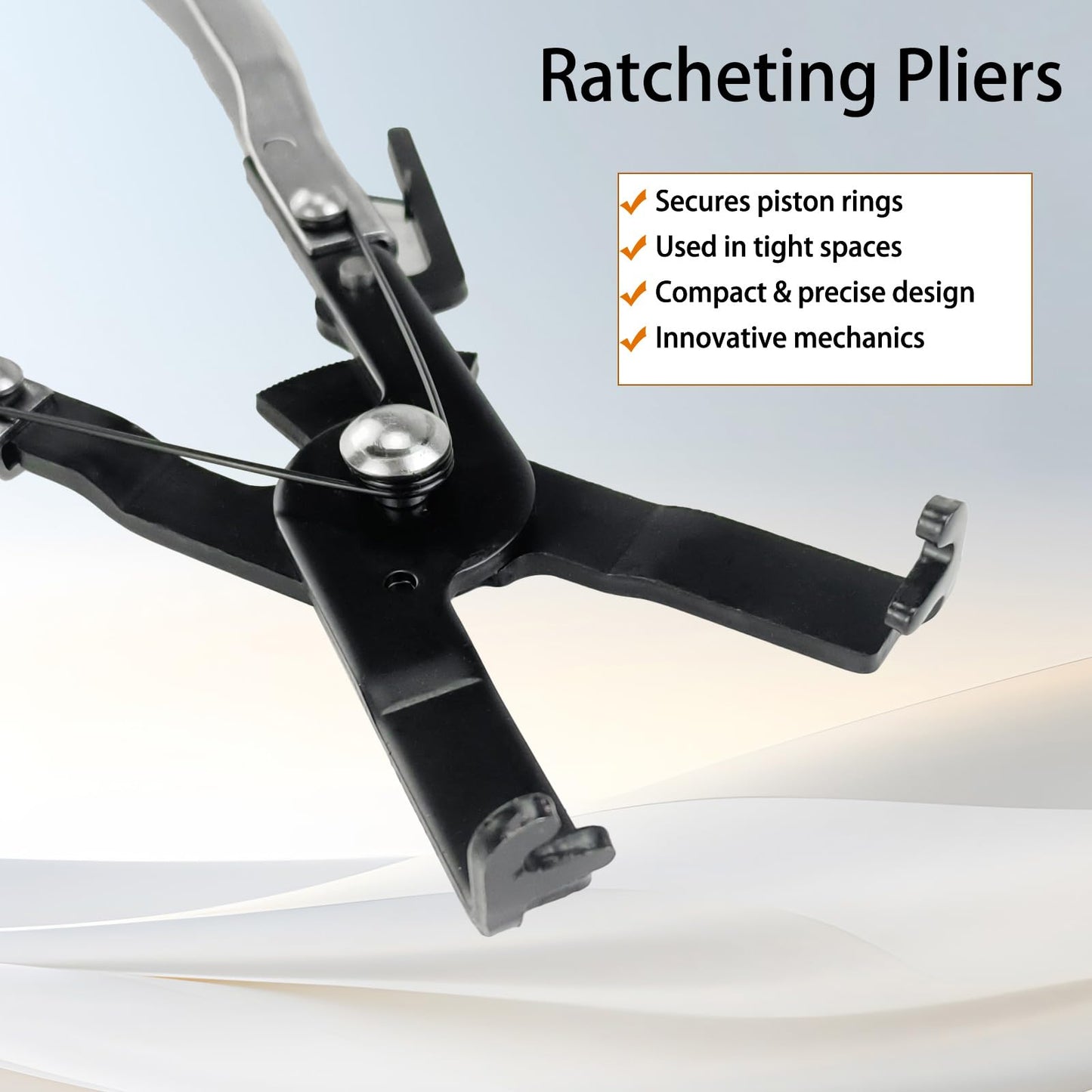 Engine Piston Ring Compressor Kit with Pliers - 6 Adjustable Sleeves2-7/8 inches (73mm) up to 4-3/8 inches (111mm) for Car, Truck & Motorcycle Piston Installation