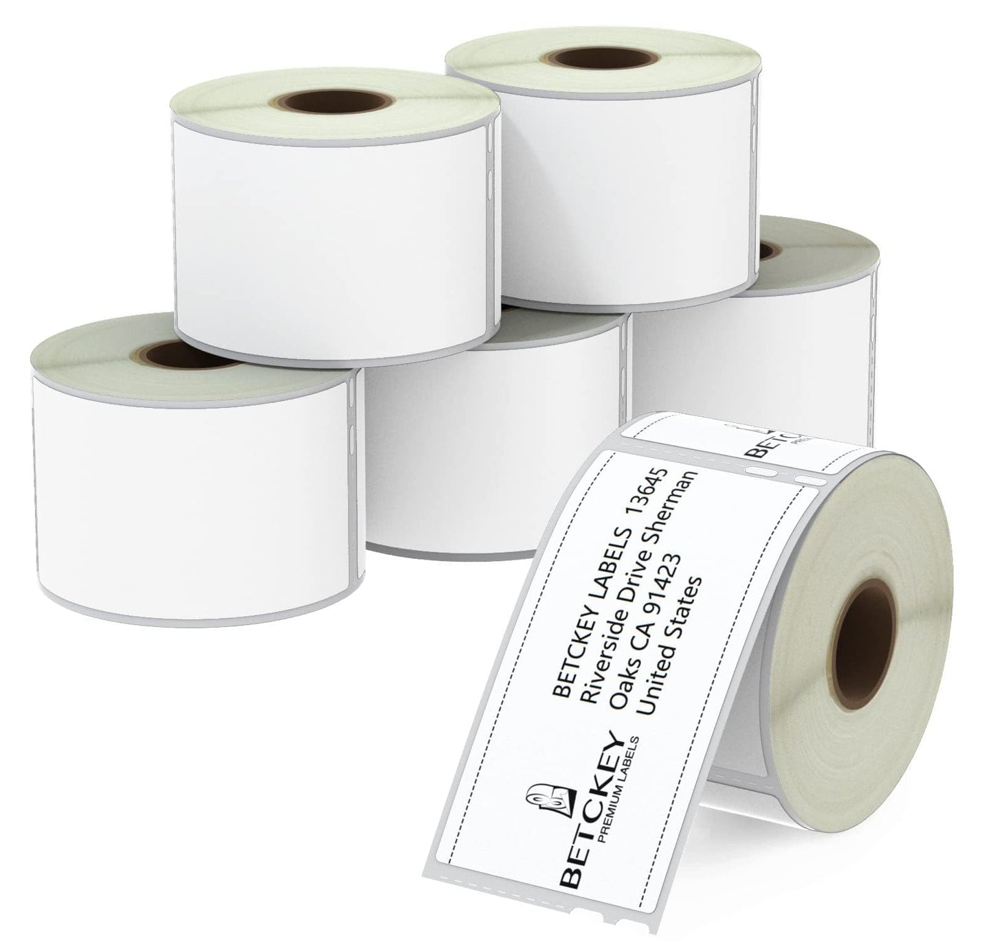 BETCKEY - Compatible DYMO 30323 (2-1/8" x 4") Shipping/Name Badge Labels, Compatible with DYMO Labelwriter 450, 4XL, NOT Fit 550 & 5XL [6 Rolls/1440 Labels]