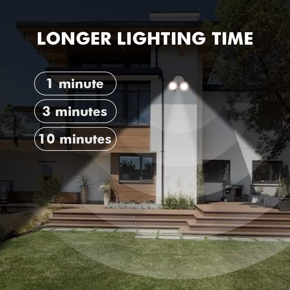 LUTEC P6221W-PIR24 2000 Lumen 18 Watt 26 LED Motion Activated Integrated Dual-Head Flood Light Outdoor, IP54 Waterproof Exterior Security Floodlight for Patio, Garden, Yard, Warehouse-White