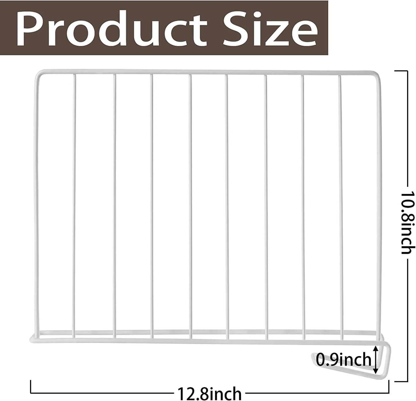 8 Packs Shelf Dividers, Wire Shelf Wood Closet Organizers and Storage， White Coated Steel Shelve Dividers for Shelves in Cabinet Kitchen Bedroom and Office