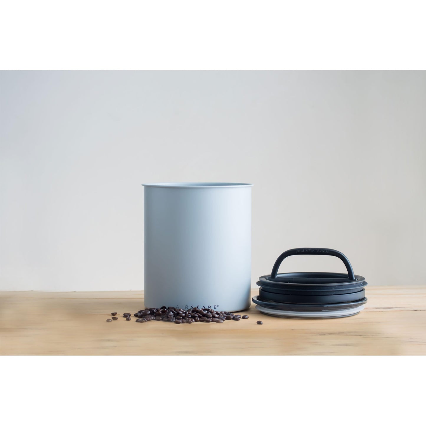 Airscape Coffee Storage Canister (2.2 lb Dry Beans) - Extra Large Kilo Size Food Container, Patented Airtight Lid with Two Way Valve Pushes Air Out to Preserve Food Freshness (Matte Gray)