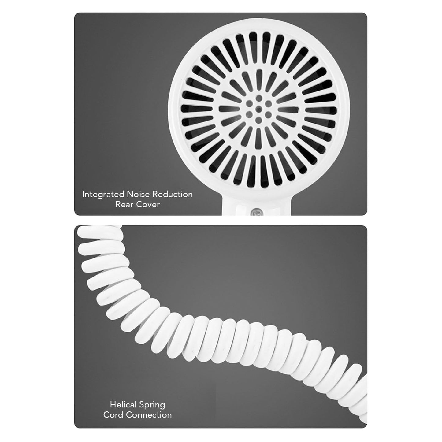 1300W Wall Mount Hair Dryer, Hotel Bathroom Hair Blow Dryer with 2 Levels Intelligent Temperature Control Quick Drying Low Noise Sturdy ABS Construction