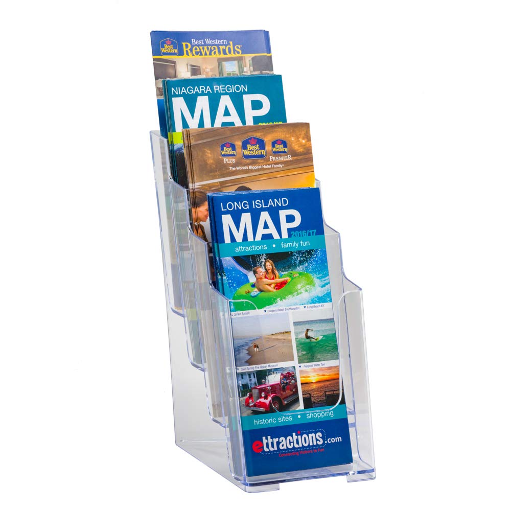 Azar Displays 252388 Four-Tier Four-Pocket Trifold Brochure Holder (2 Pack)