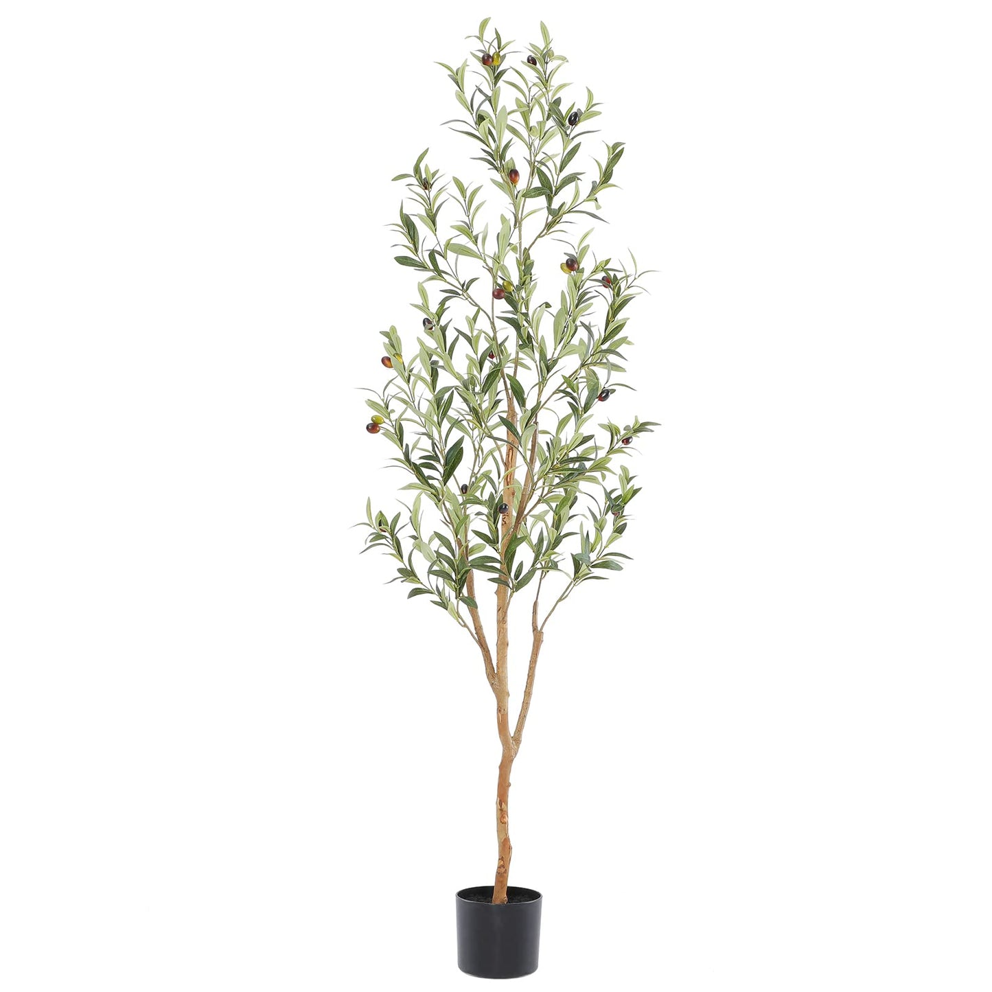 Bellacat Faux Olive Tree 5ft，Olive Trees Artificial Indoor with Natural Wood Trunk and Realistic Leaves and Fruits. 5 Feet(60in) Fake Olive Tree for Home House Office Décor.