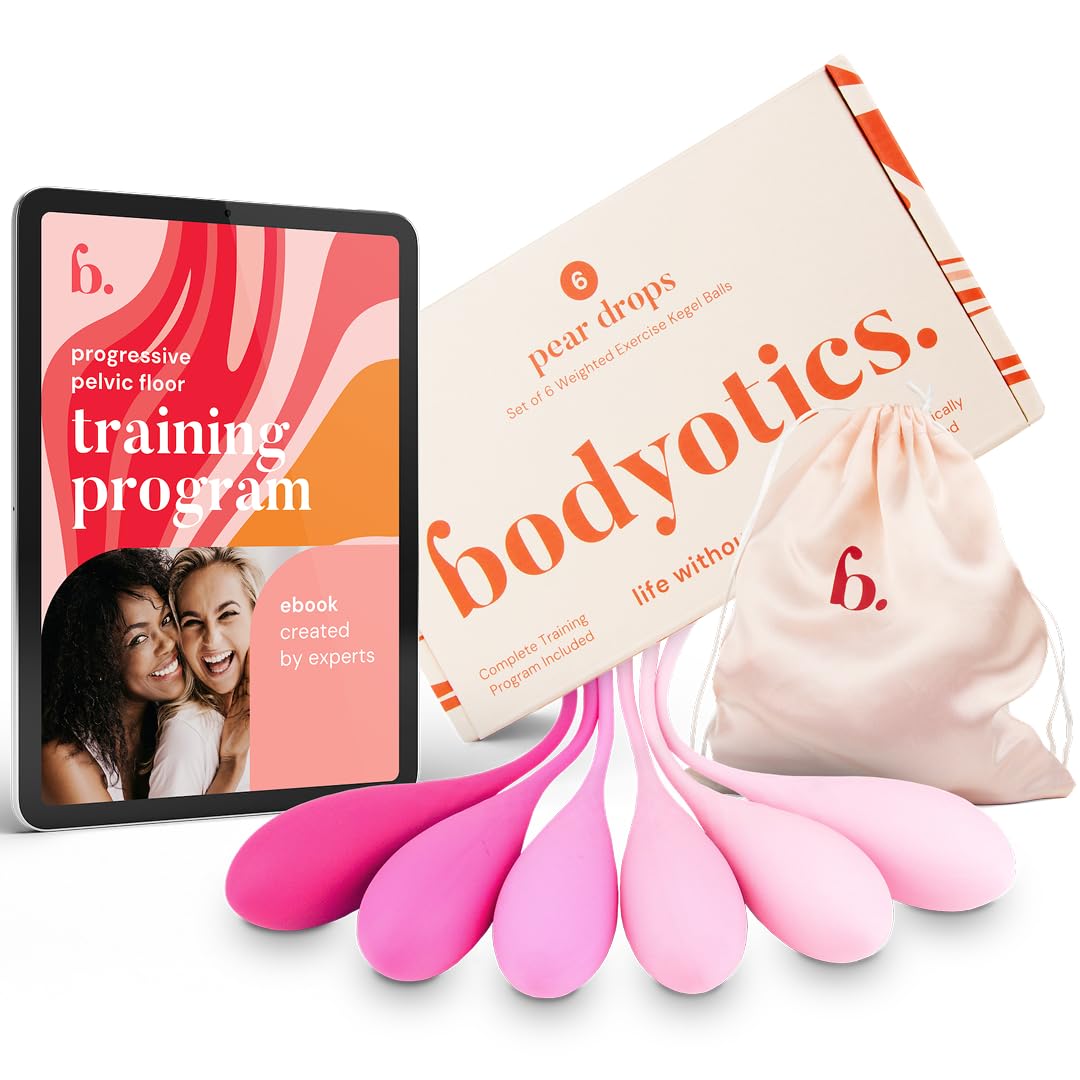 Bodyotics Deluxe Kegel Weighted Exercise Balls - Pelvic Floor Tightening and Strengthen Bladder Control - Prevent Prolapse - Set of 6 for Beginners to Advanced with Free E-Book