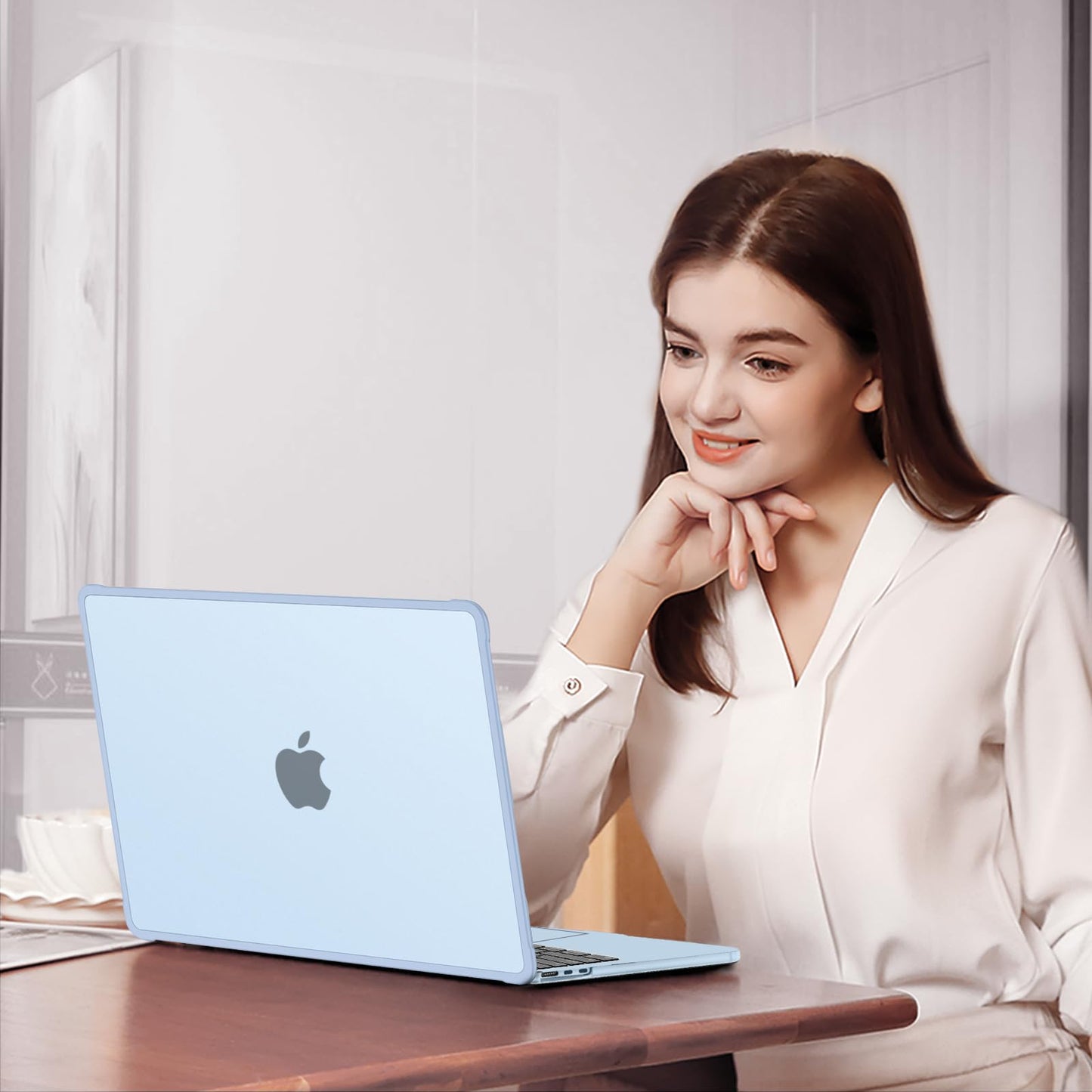 MOSISO Compatible with MacBook Air 13 inch Case M5 M4 M3 M2 2026-2022 A3449 A3240 A3113 A2681,Protective Hard Case&Keyboard Skin&Screen Film&Type C with TPU Bumper for MacBook Air 13.6, Sky Blue