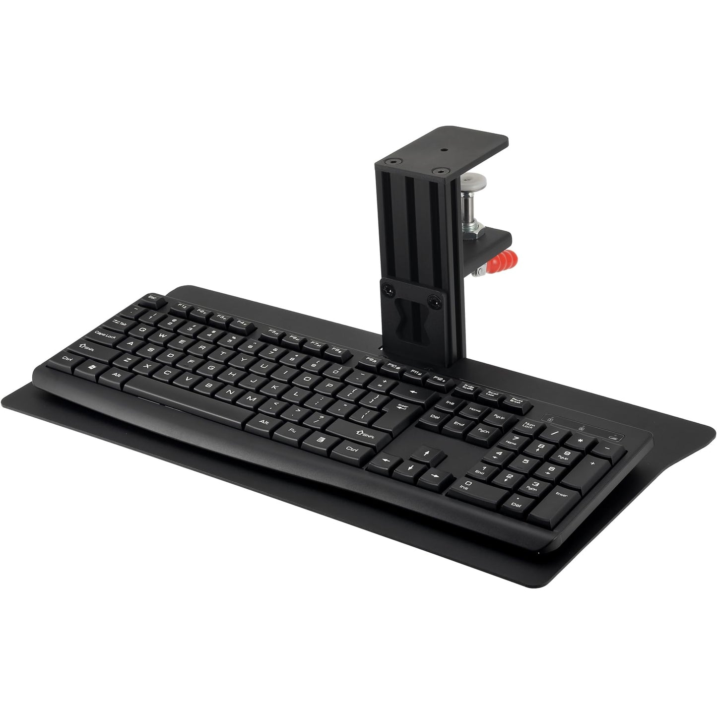 Quick Release Keyboard Desk Mount, Clamp-on Adjustable Tray,18.5x8.7 Inch, Extra Sturdy Single Clamp Design, Height Adjustable Ergonomic Typing for Office, Home, Gaming - Save Desk Space, Special Use